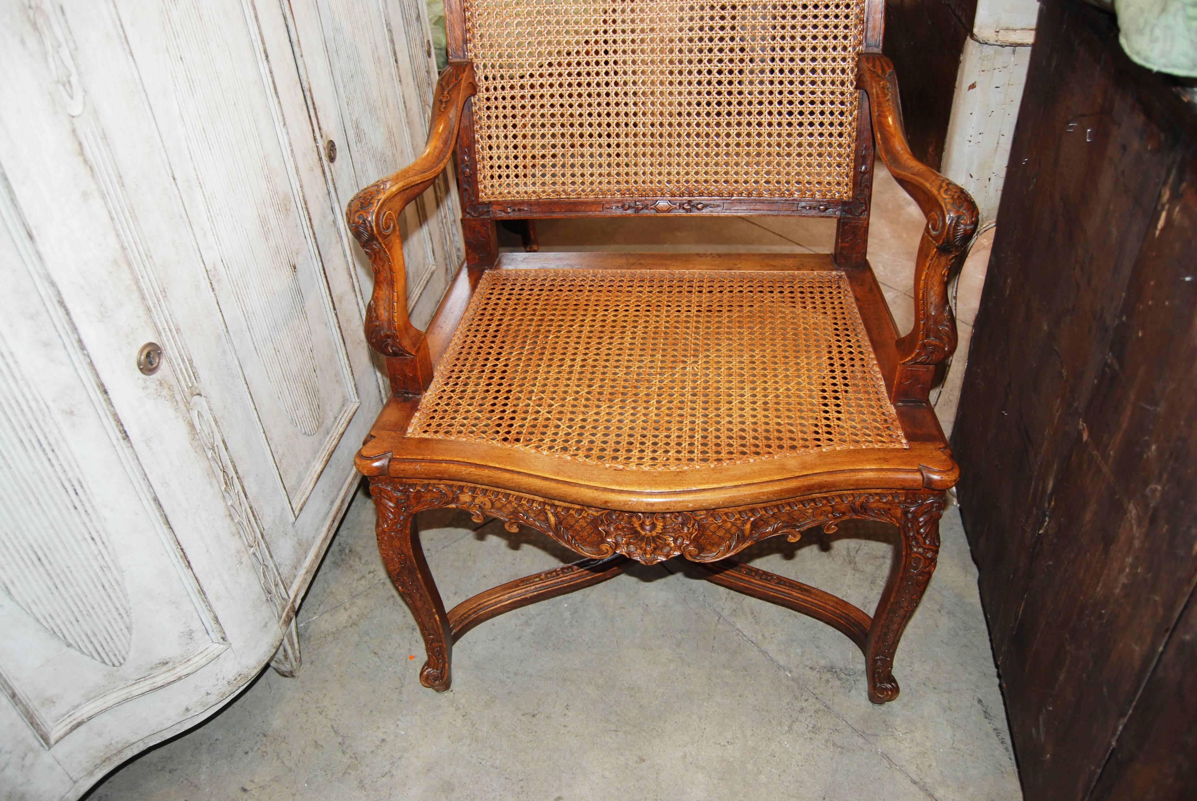 Walnut 18th Century Pair of Regence' Armchairs