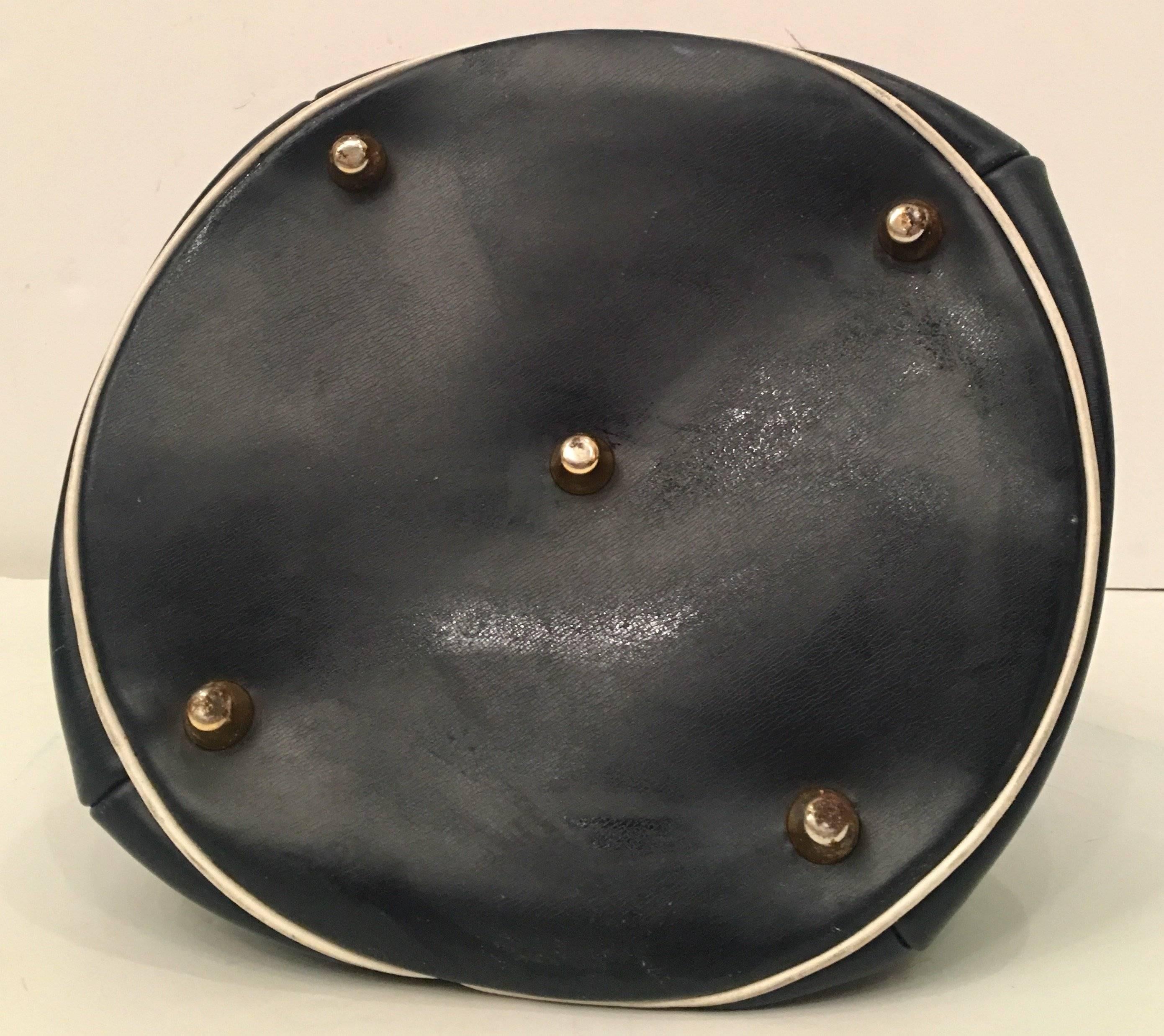 Black Morris Moskowitz Leather Color Block Gold Ring Bucket Handbag