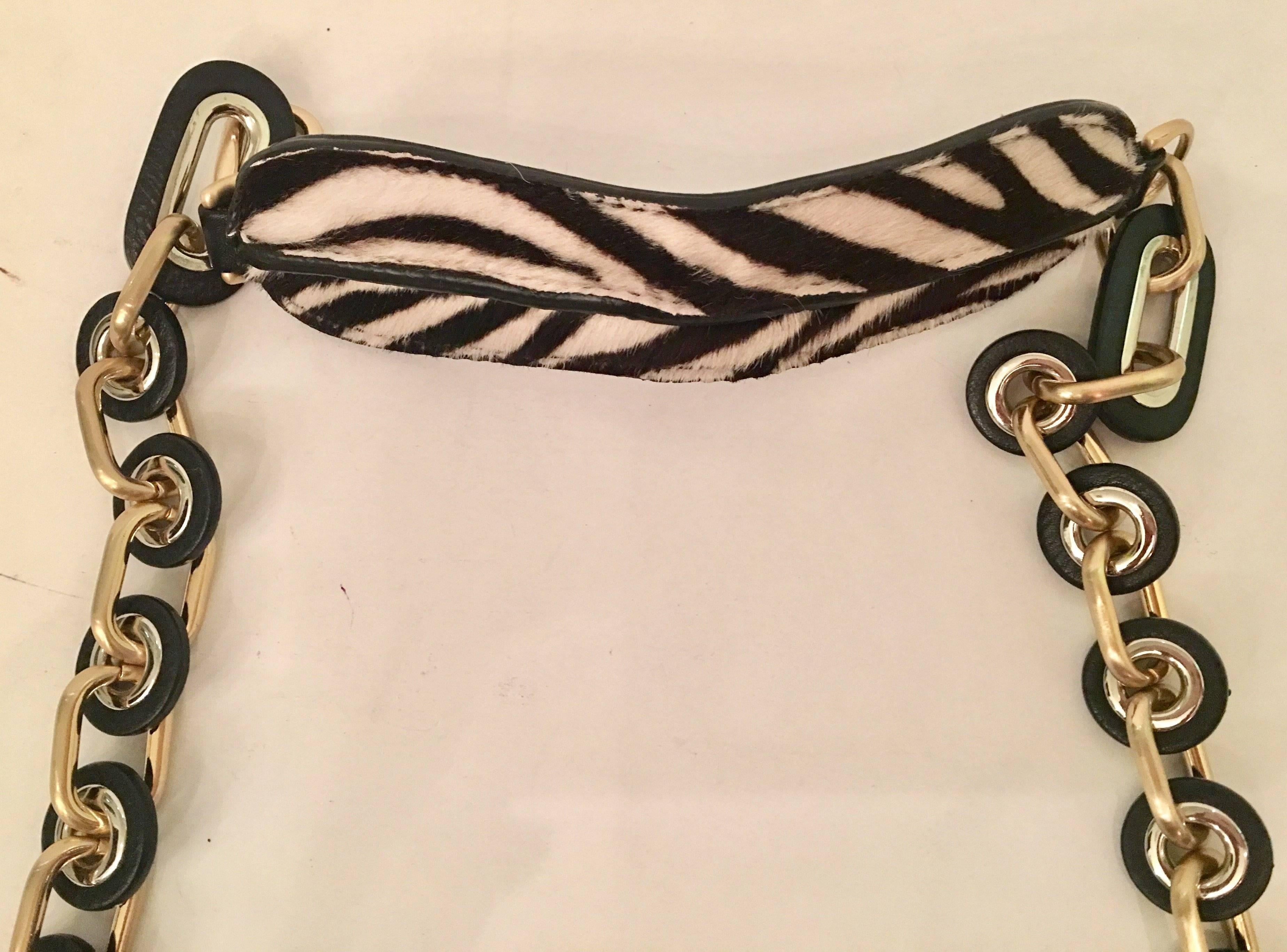 DVF Diane Von Furstenberg Hair Calf Zebra Print Cross Boy Hand Bag 4