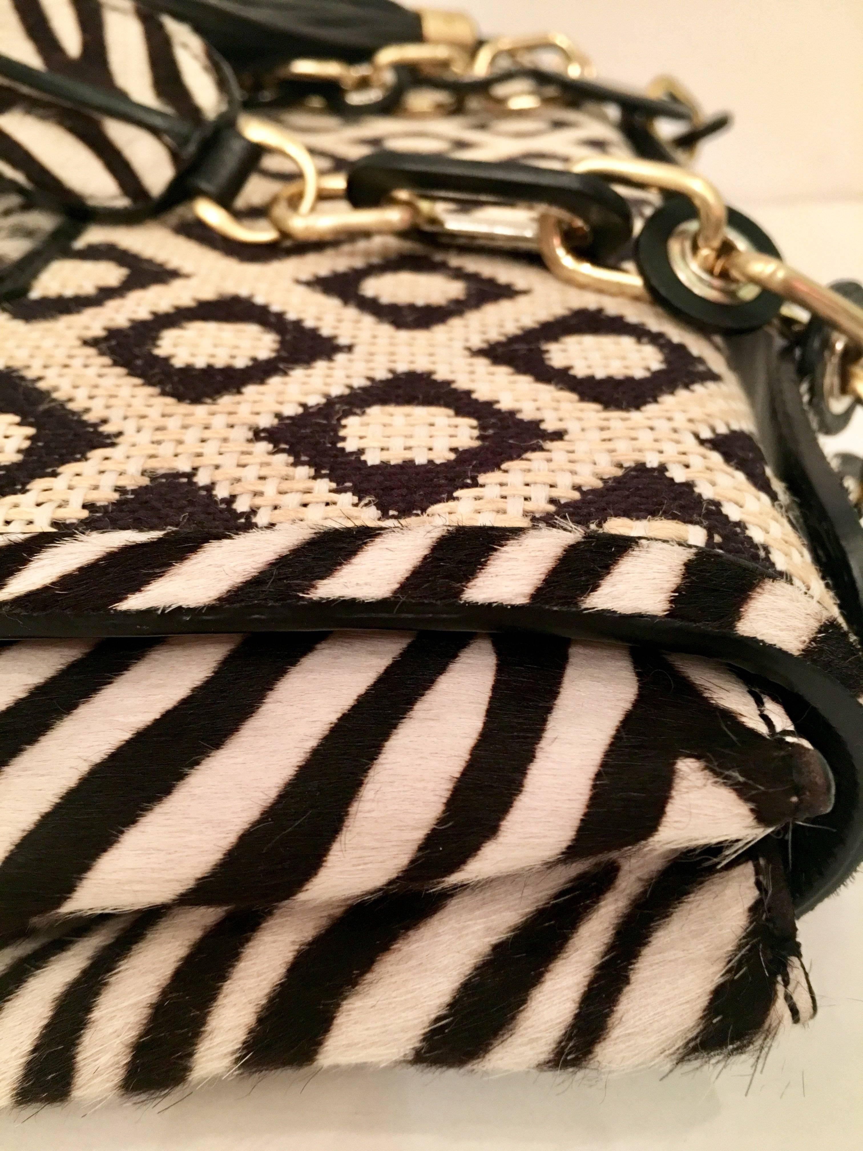 DVF Diane Von Furstenberg Hair Calf Zebra Print Cross Boy Hand Bag 5