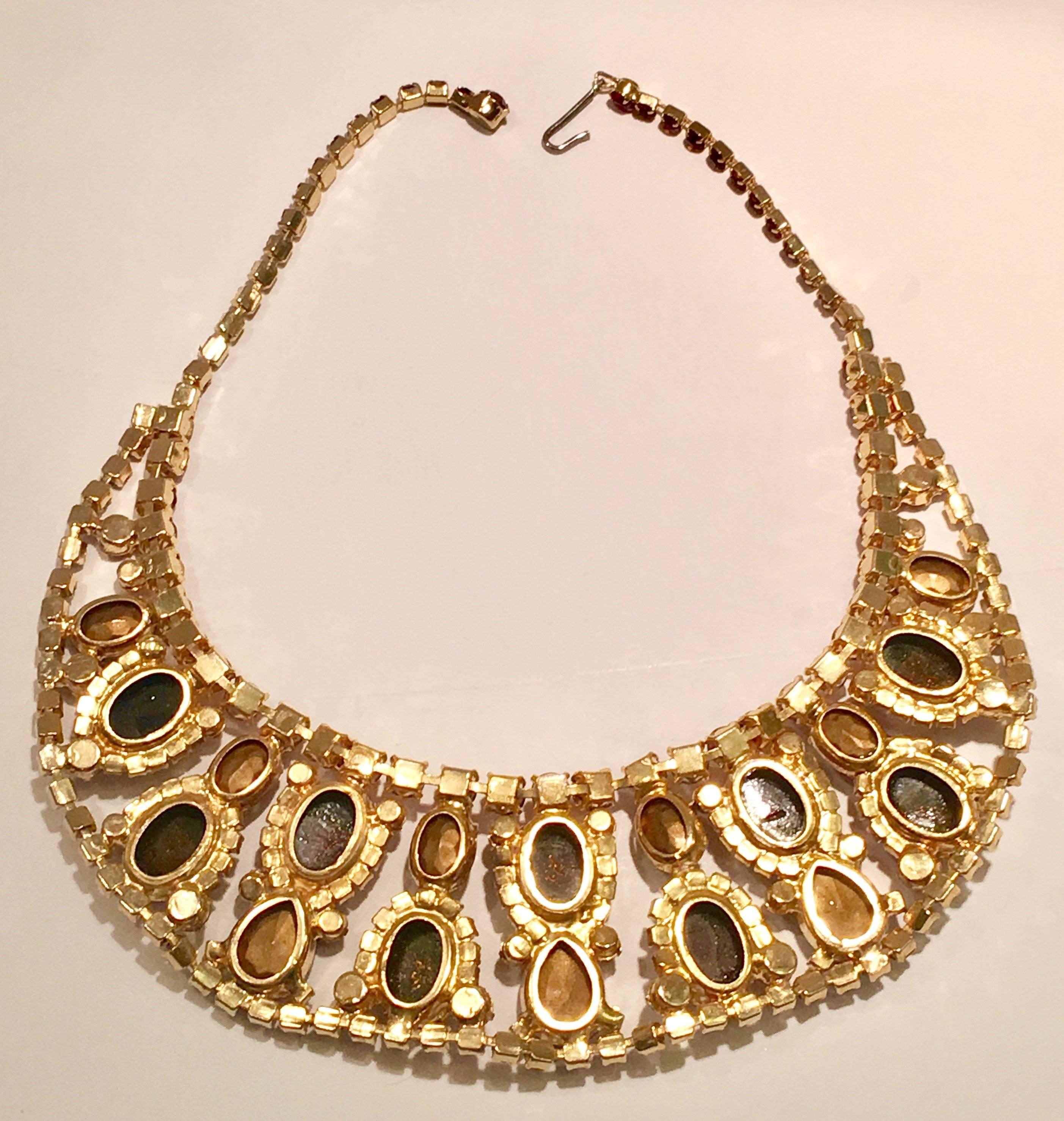 Vintage Juliana Cleopatra Collar Crystal and Gold Necklace by Delizza & Elster 6