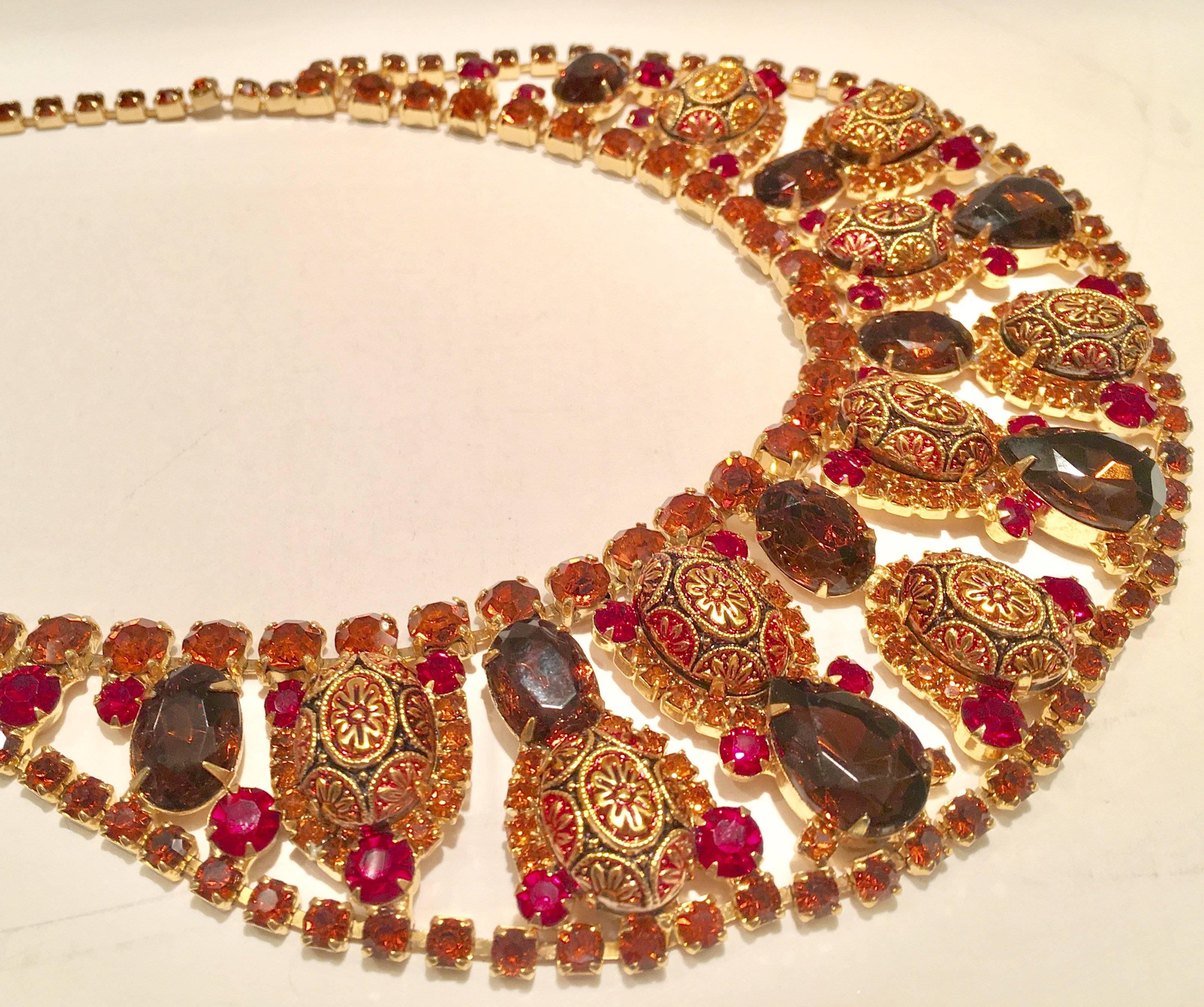 Vintage Juliana Cleopatra Collar Crystal and Gold Necklace by Delizza & Elster 1