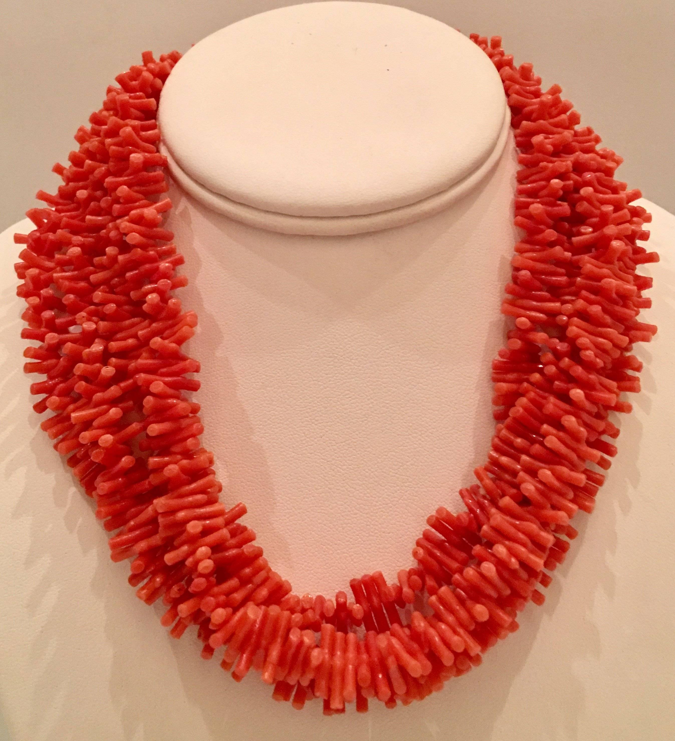 vintage orange coral necklace
