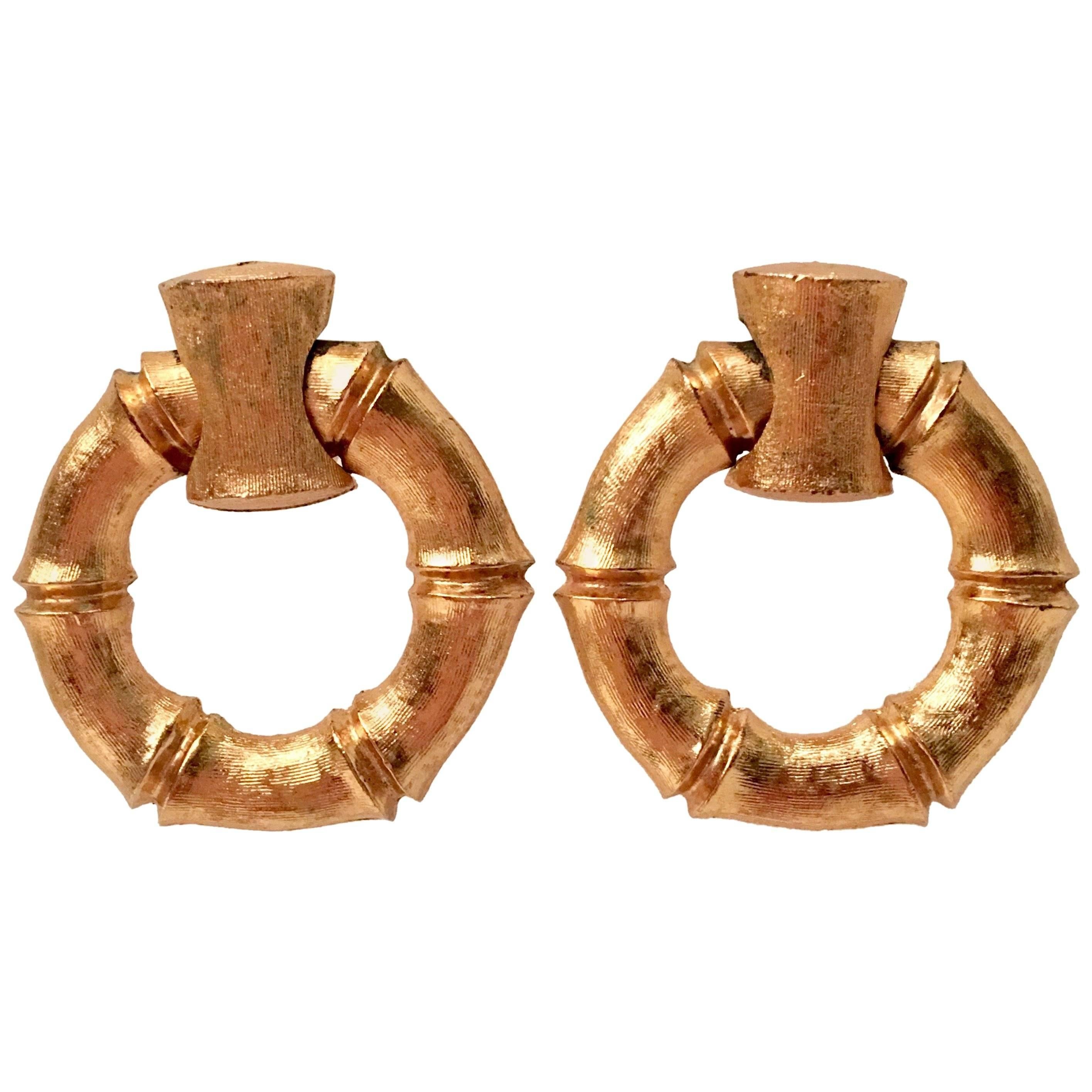 Napier Gold Vermeil Faux Bamboo Hoop Earrings