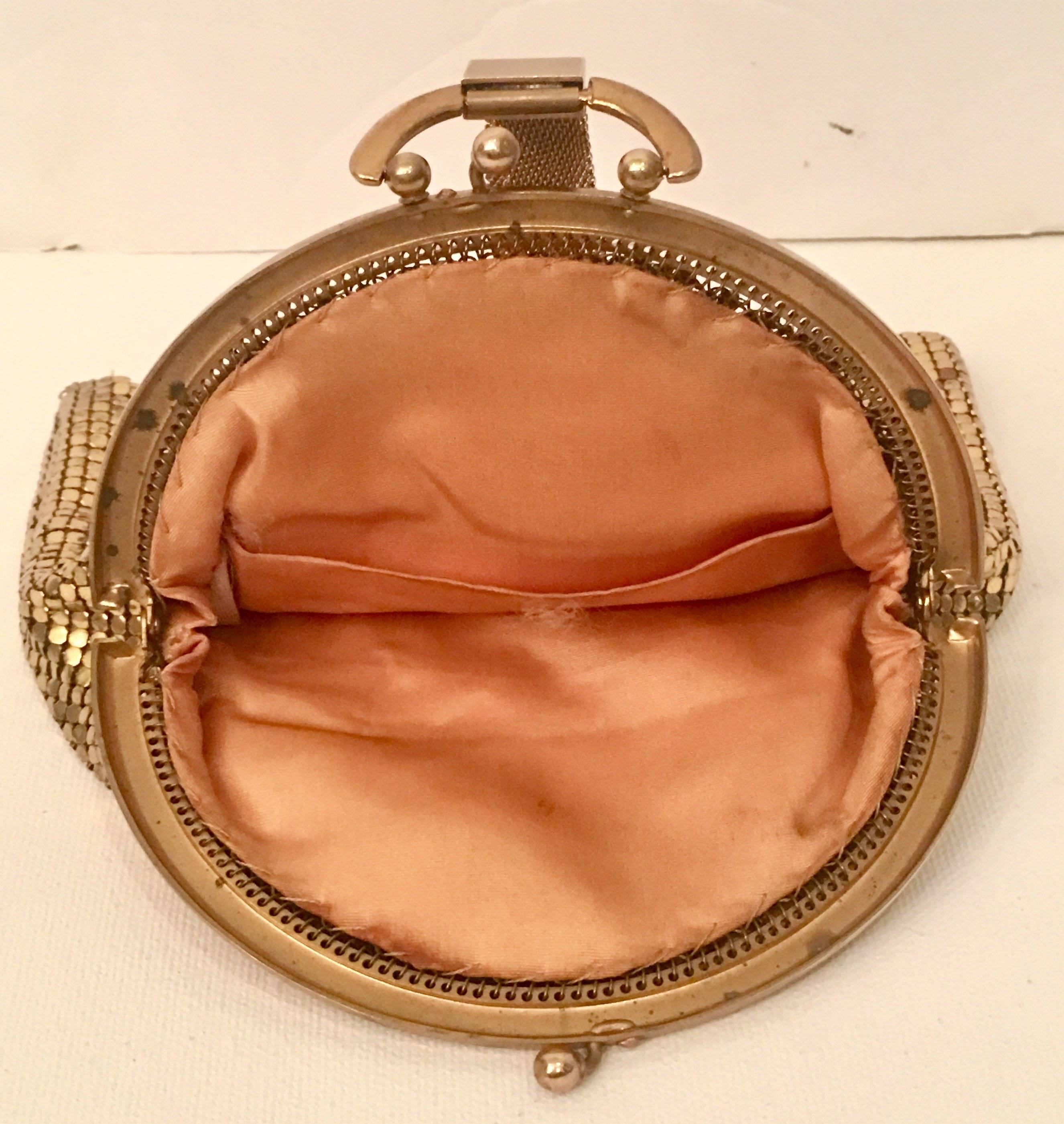 Women's or Men's Vintage Whiting & Davis Gold Metal Mesh Wristlet Hand Bag