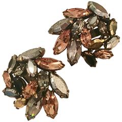 1960
S Regency Smoked Austrian Crystal and Glass Earringns