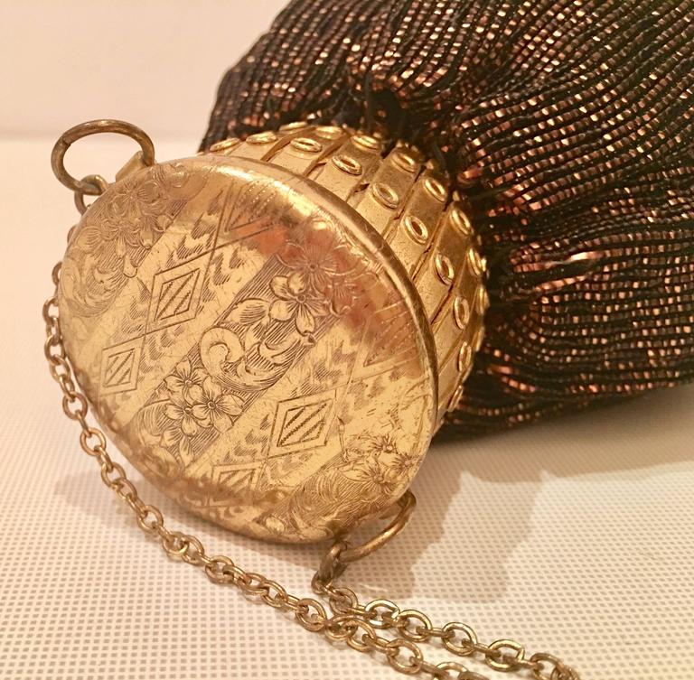 Art Nouveau Gate Top Metallic Thread Beggars Purse at 1stDibs