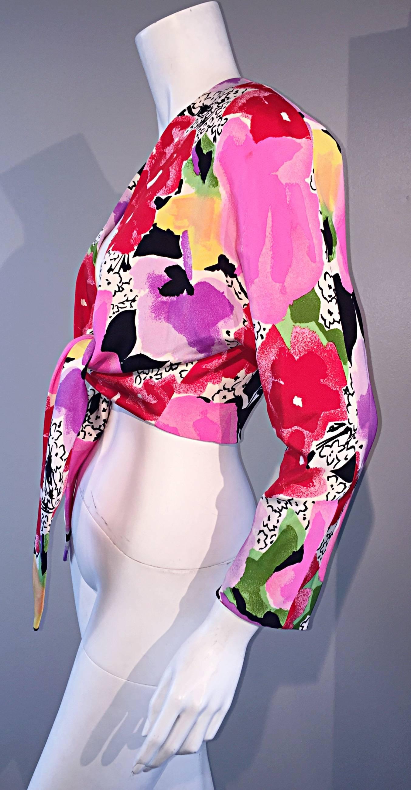 Rare Vintage Pierre Cardin Haute Couture SS1989 Floral Cropped Bolero Shrug Top 2