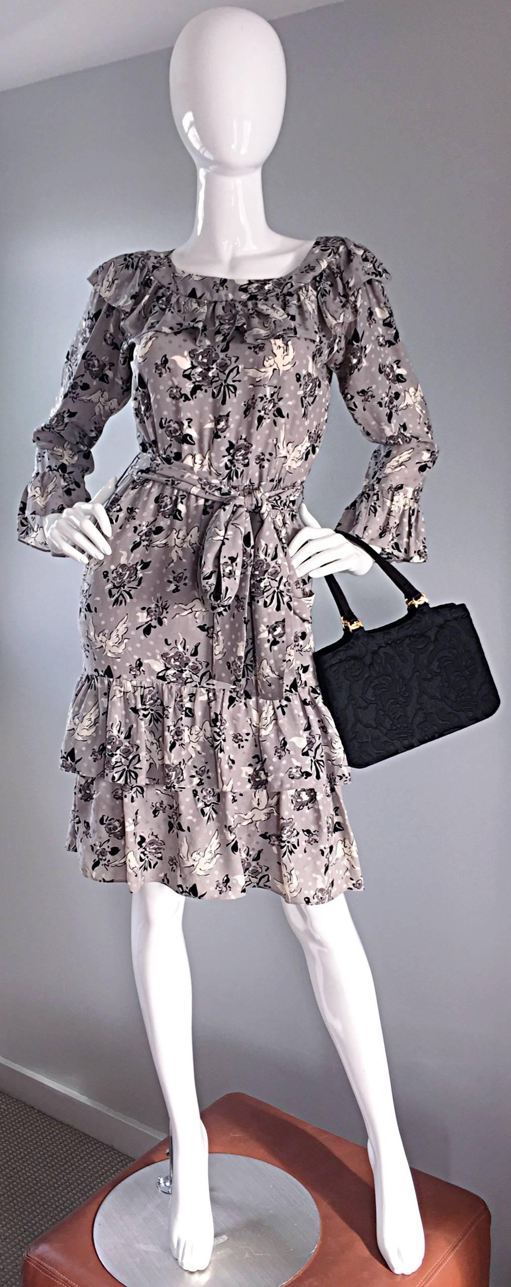 New 1950s Koret Vintage Black Embroidered Handbag Purse Bag w/ Pouch + Mirror 4
