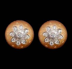 Vintage 18K Yellow Gold Diamond Earrings. Signed by Buccellati