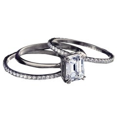 Alexandra Mor Emerald Cut Diamond Three-Ring Set featuring 1.59 Ct Center GIA