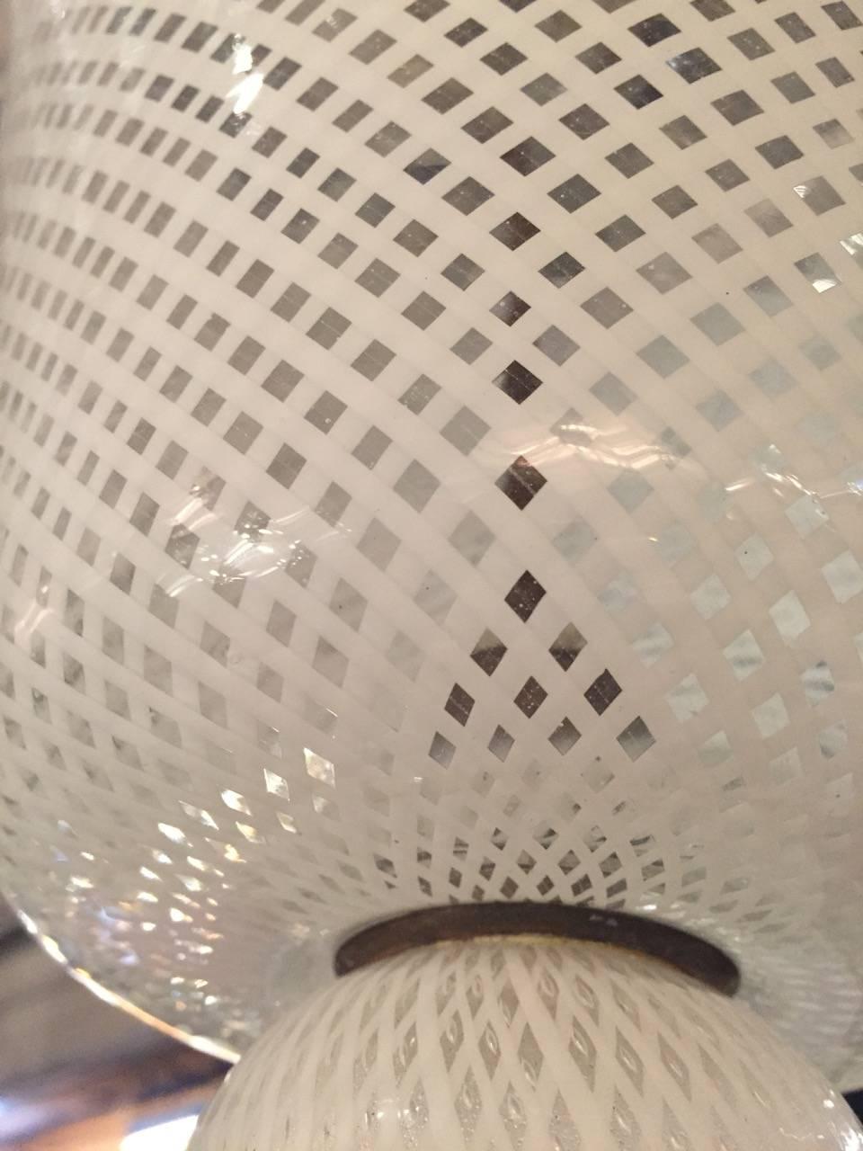 Large Venini Reticello Glass Lantern 2
