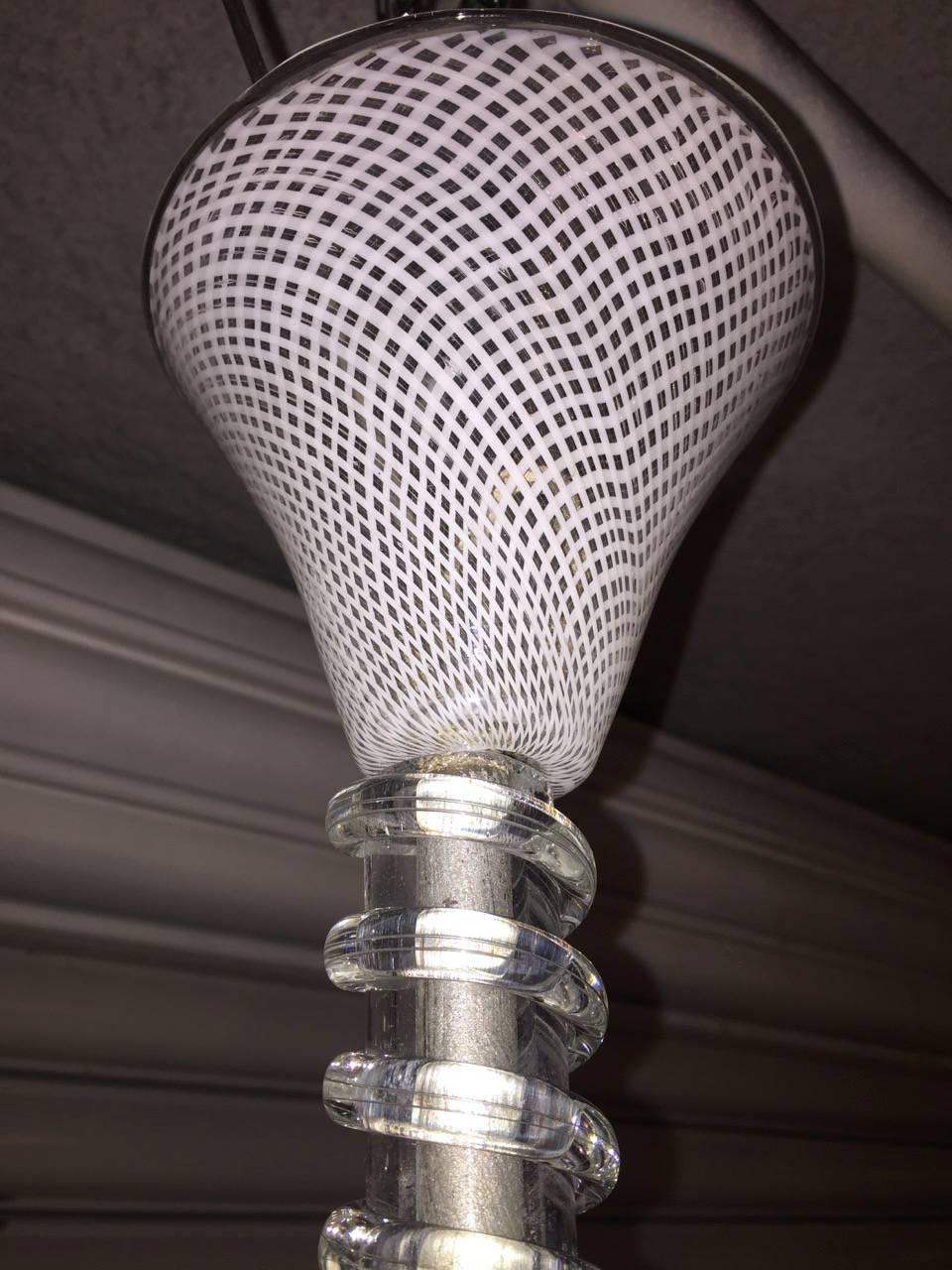 Italian Large Venini Reticello Glass Lantern