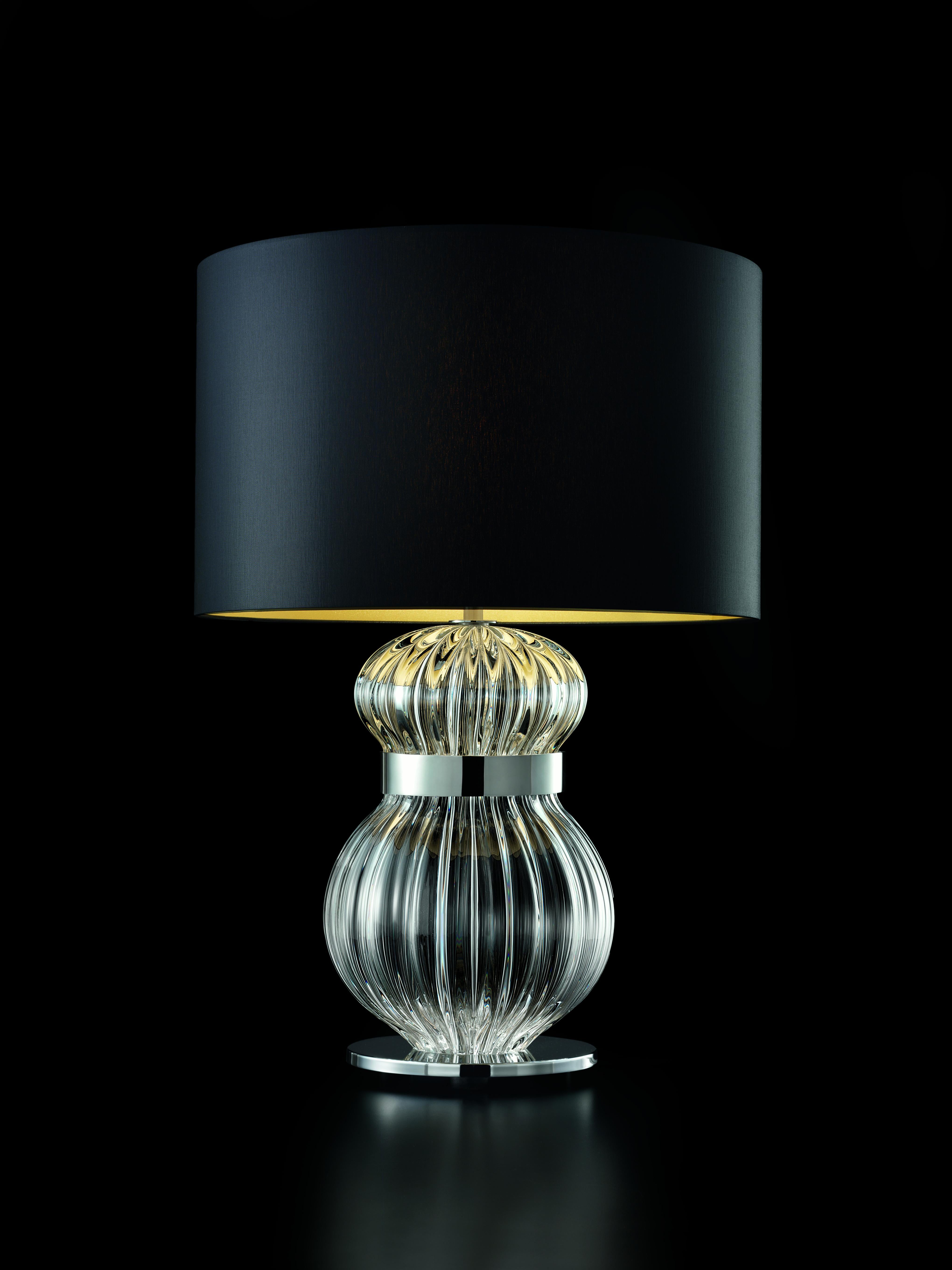 Clear (Crystal_CC) Medina 5686 Table Lamp in Glass with Black/Gold Shade by, Barovier&Toso 4