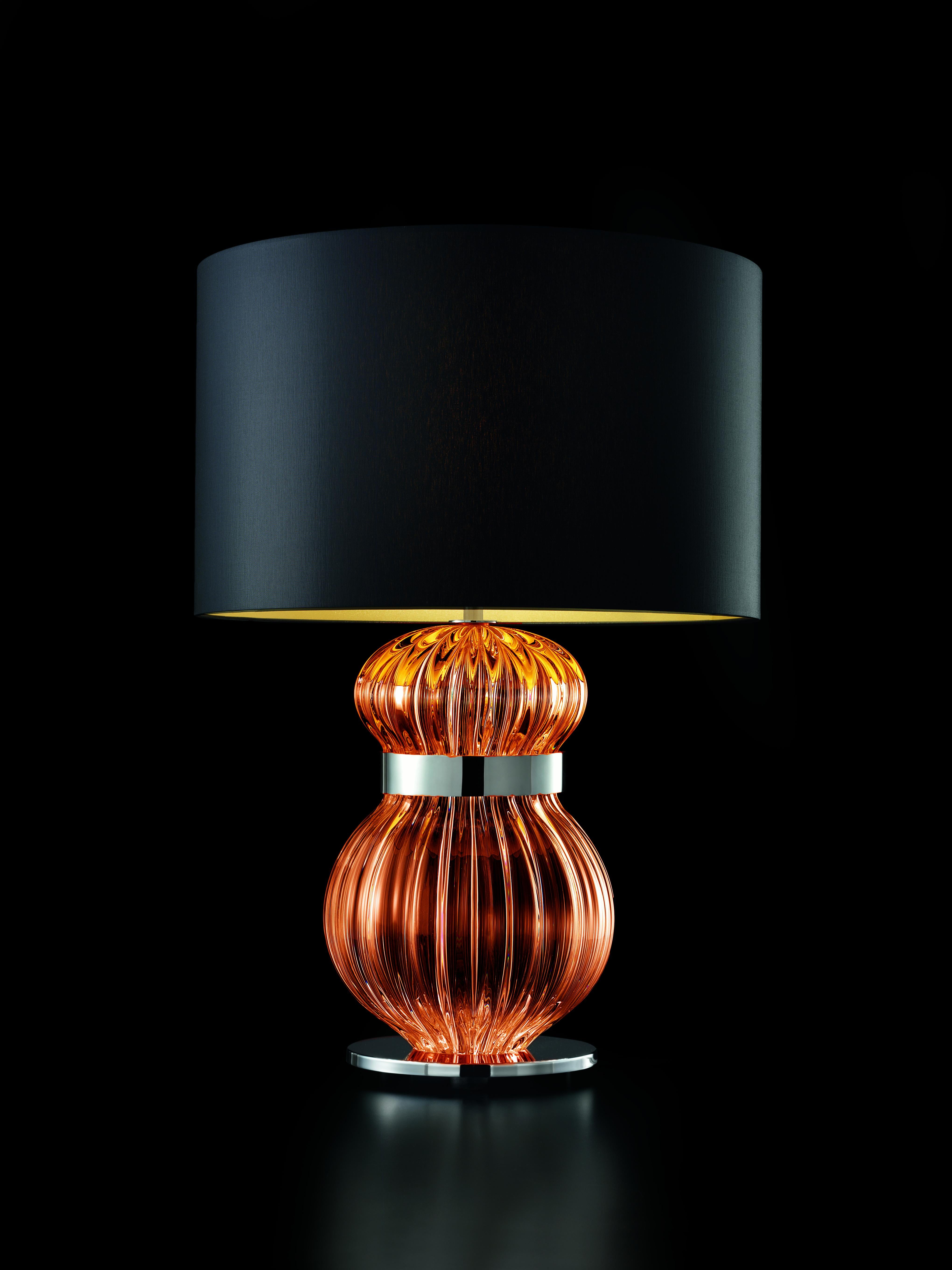 Orange (Caramel_CA) Medina 5686 Table Lamp in Glass with Black/Gold Shade by, Barovier&Toso 2