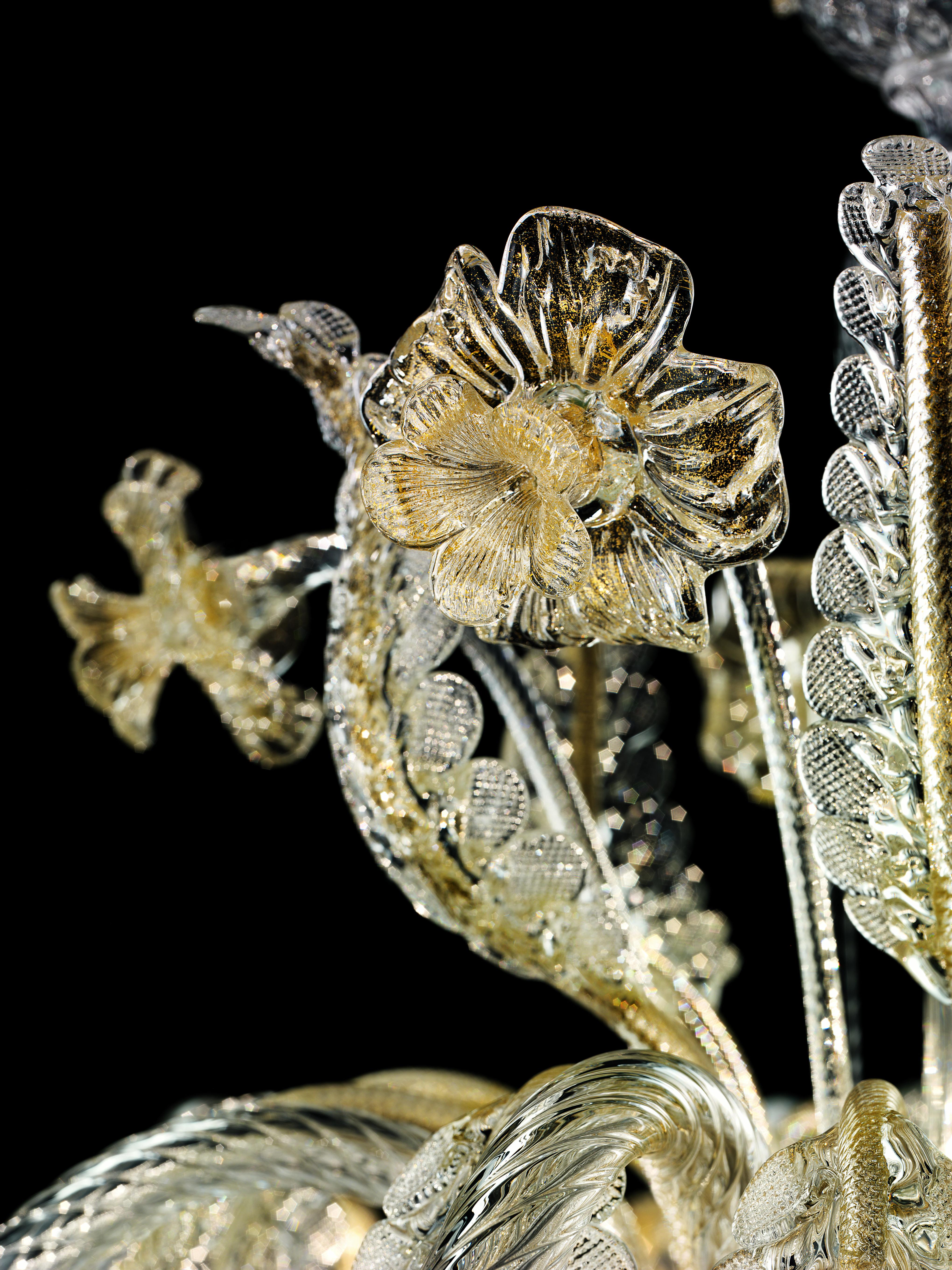 Agadir 5384 12 Kronleuchter aus Glas:: von Barovier&Toso,Yellow (Crystal Gold Decoration_DO) 5