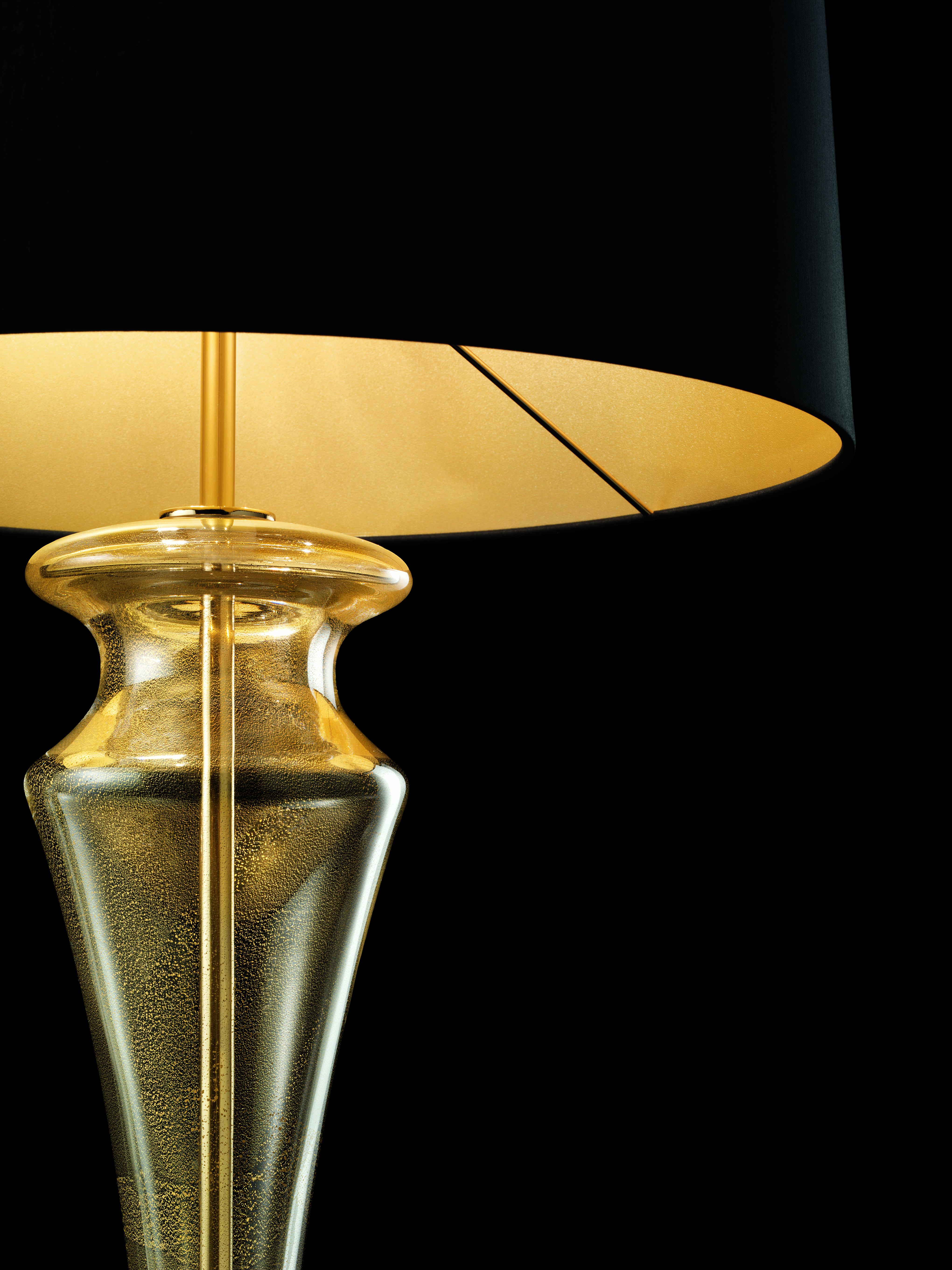 Gold (Gold_OO) Saint Germain 7067 Table Lamp in Glass with Black Shade, by Giorgia Brusemini 3