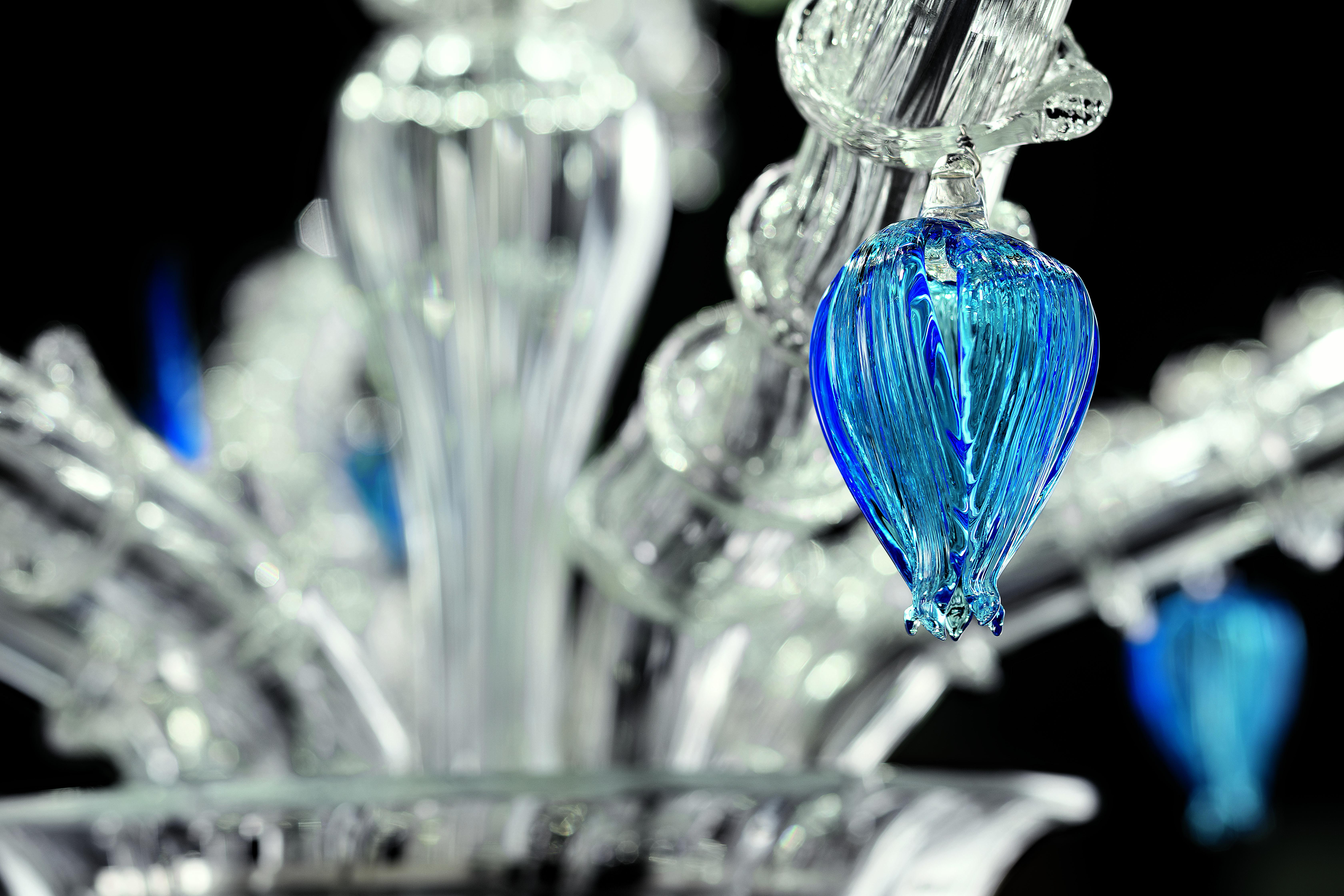 Blue (Crystal/ Bluastro/ Aquamarine_LA) Adonis 7360 13 Chandelier in Glass, by Marcel Wanders from Barovier&Toso 7