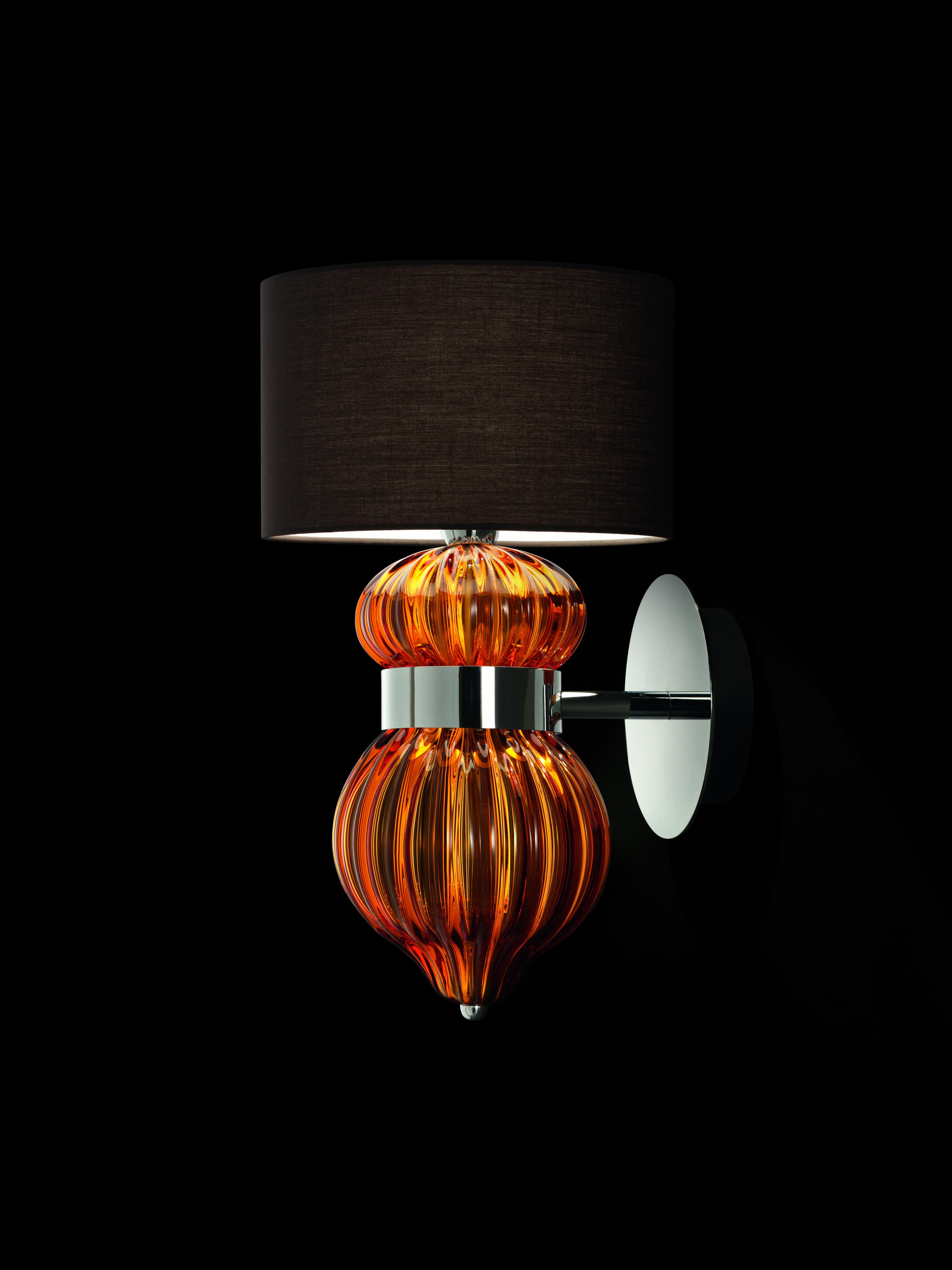 Orange (Caramel_CA) Medina 5683 Wall Sconce in Glass with Brown Shade by, Barovier&Toso 6