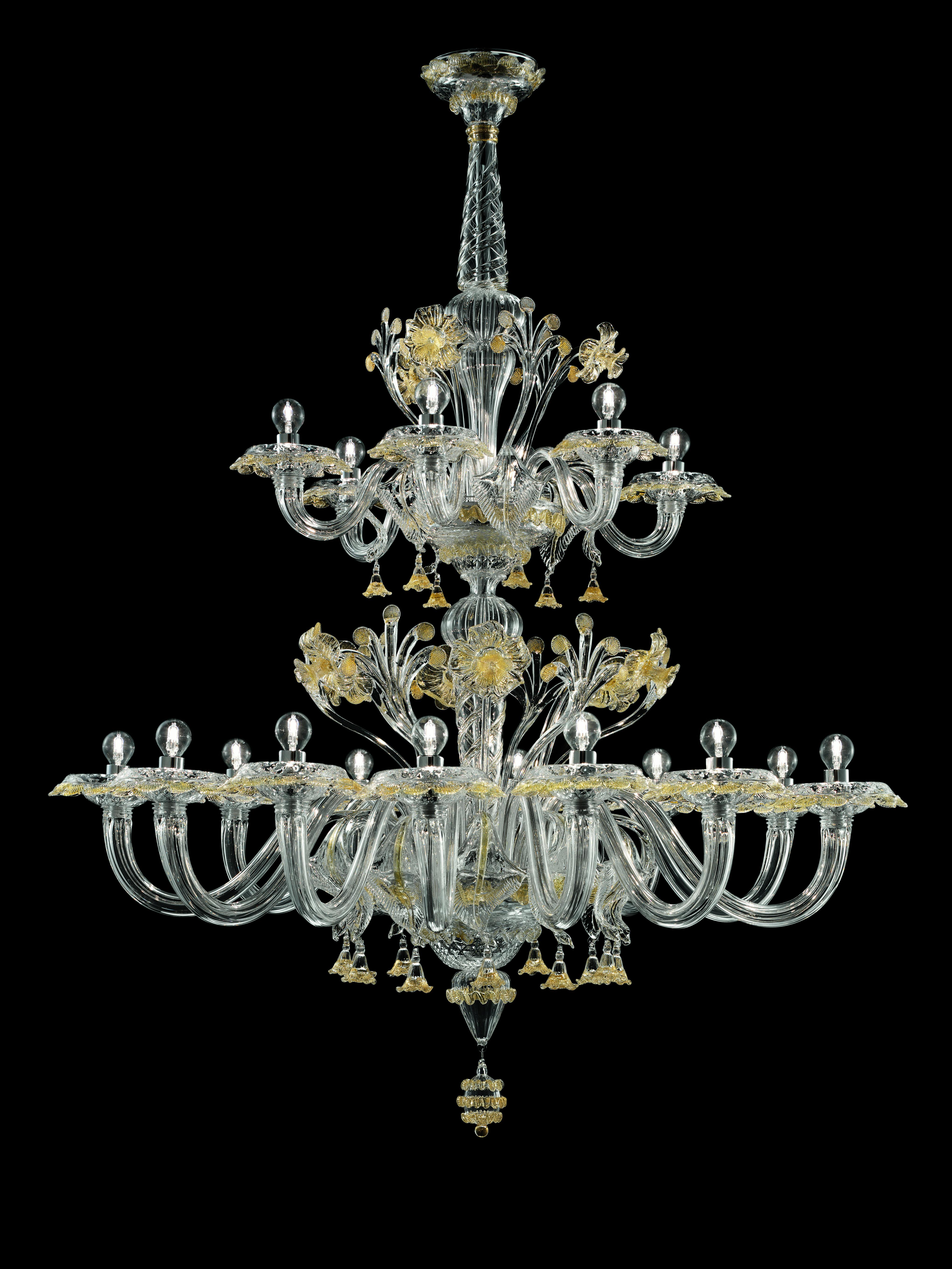 Yellow (Crystal Gold Decoration_DO) Meknes 4797 18 Chandelier in Glass, by Barovier&Toso 3
