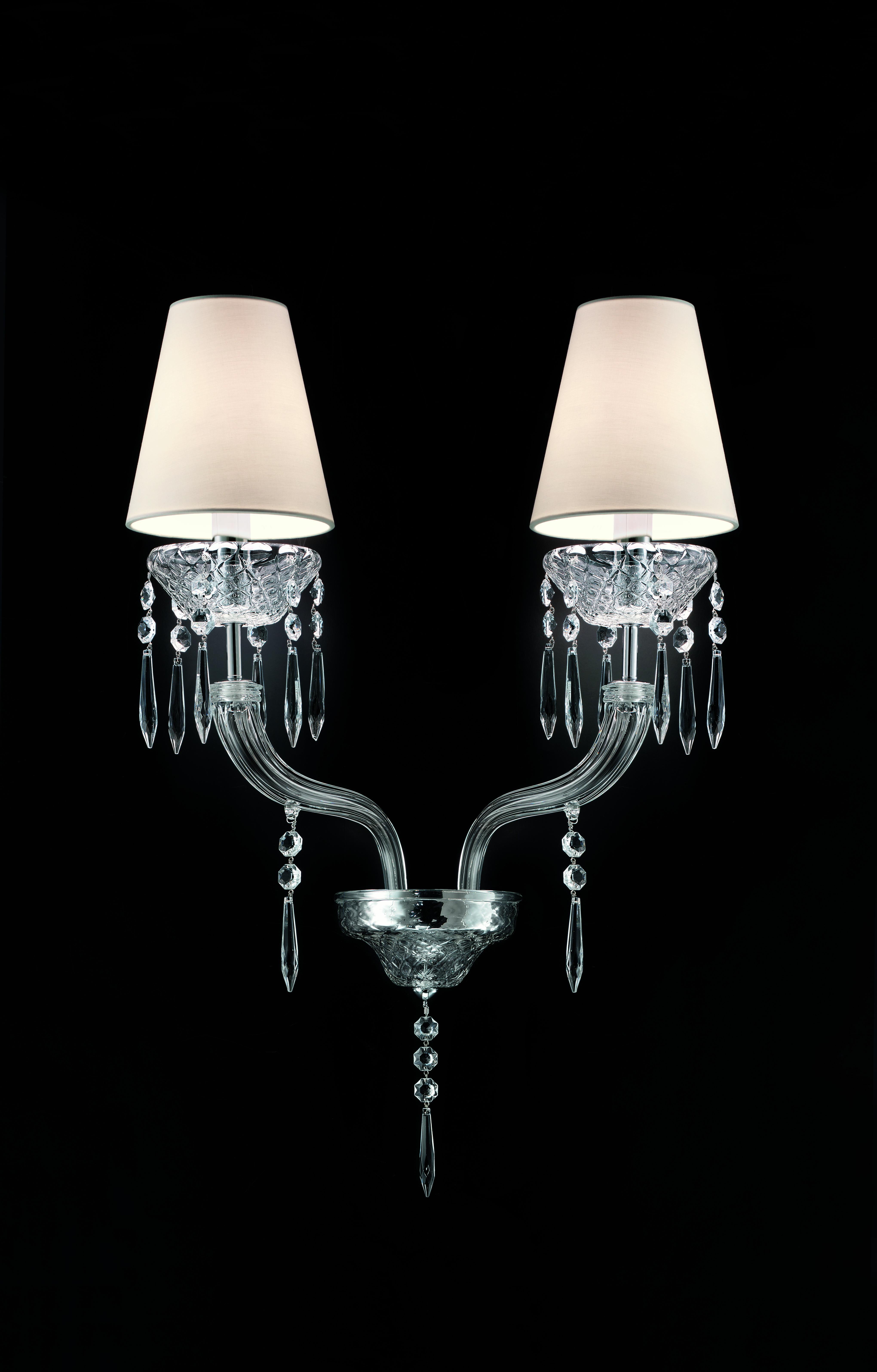 Clear (Crystal_CC) President 5695 02 Wall Scone in Glass with White Shade, by Barovier&Toso 2
