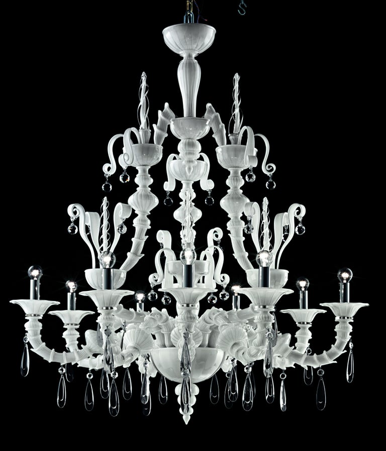 For Sale: White (White_BB) Dhamar 5596 09 Chandelier in Glass, by Barovier&Toso 2