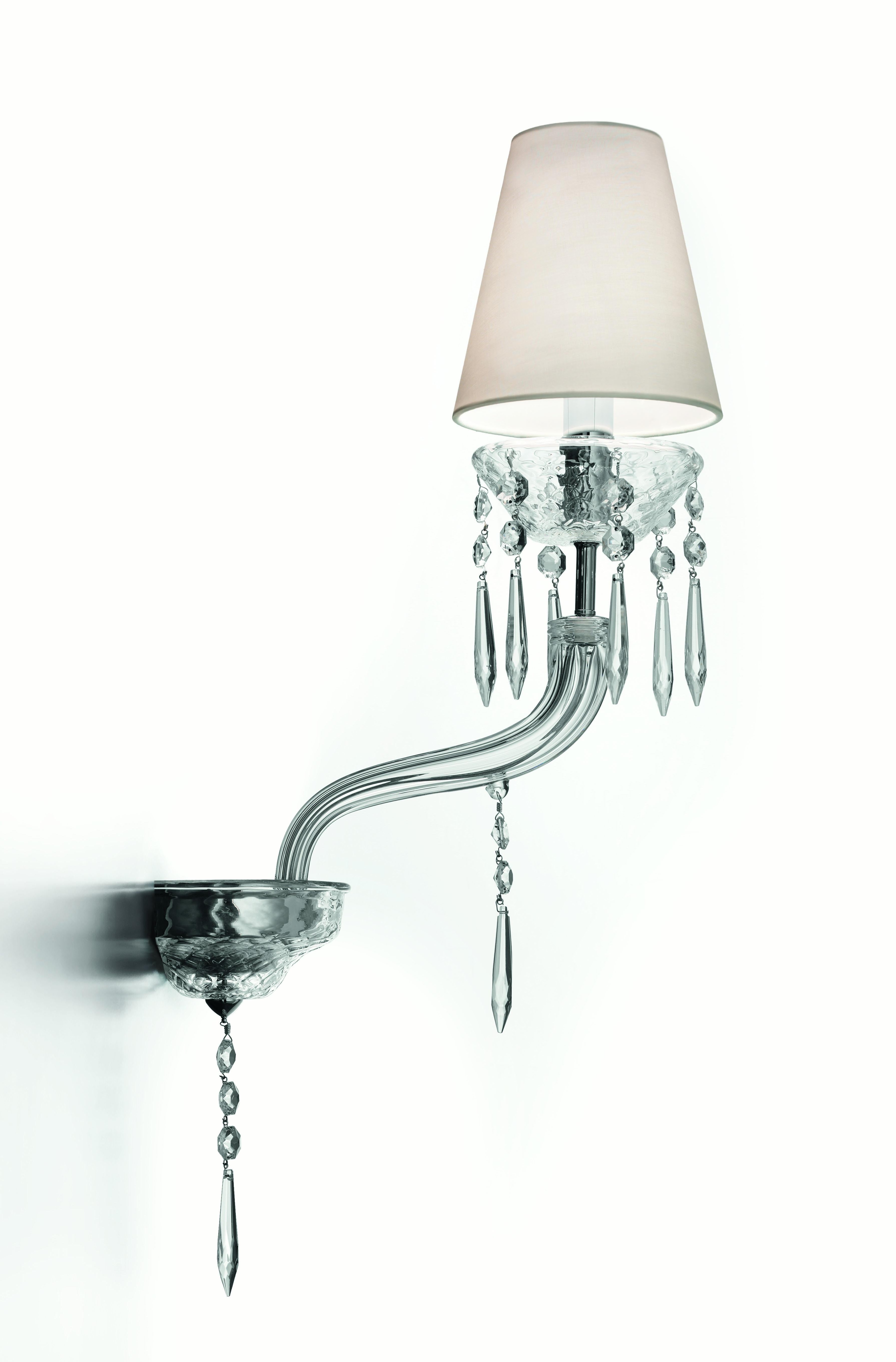 Clear (Crystal_CC) President 5695 01 Wall Scone in Glass with White Shade, by Barovier&Toso 2