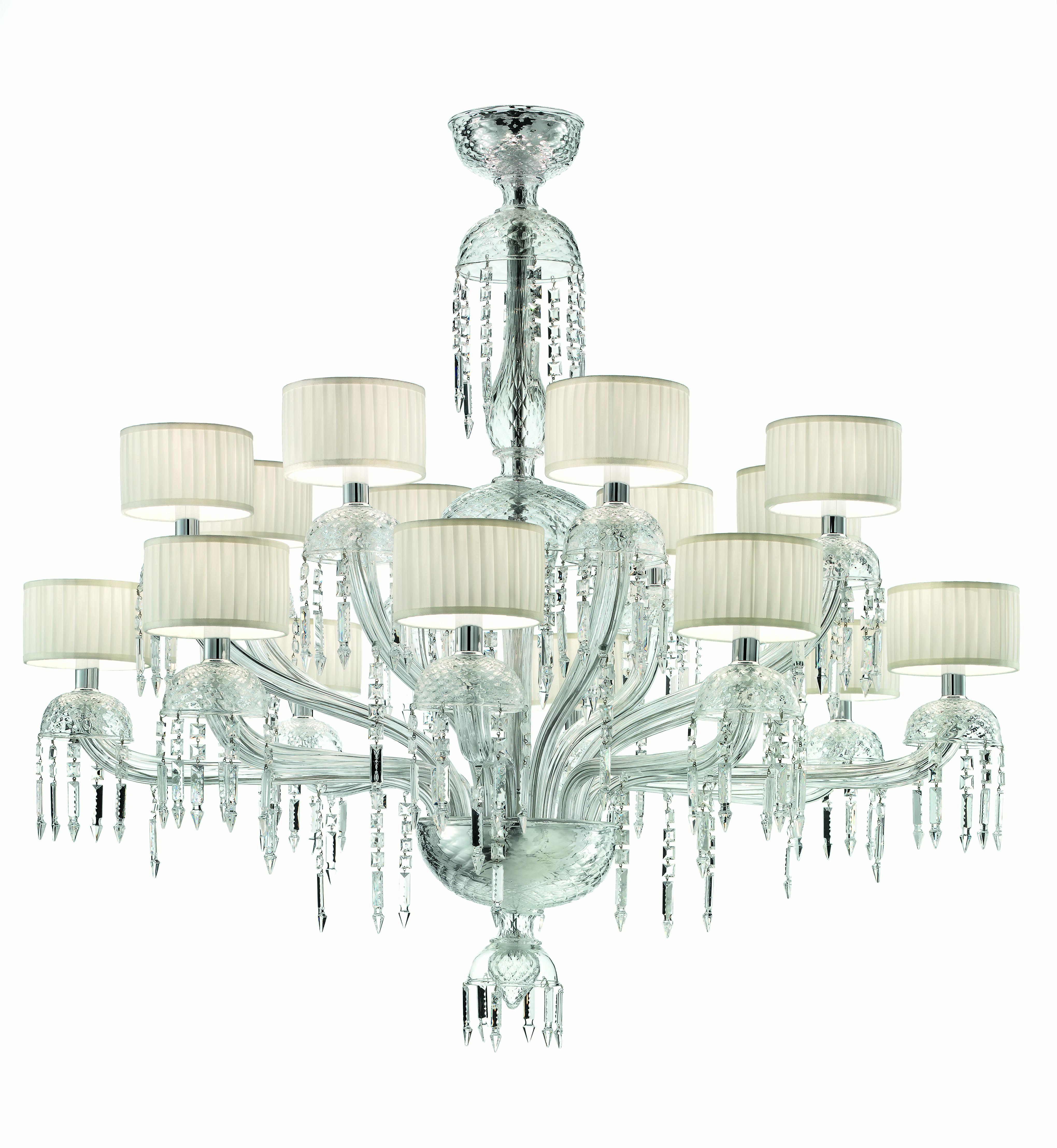 Clear (Crystal_CC) Premiere Dame 5696 16 Chandelier in Glass with White Shade, by Barovier&Toso 4