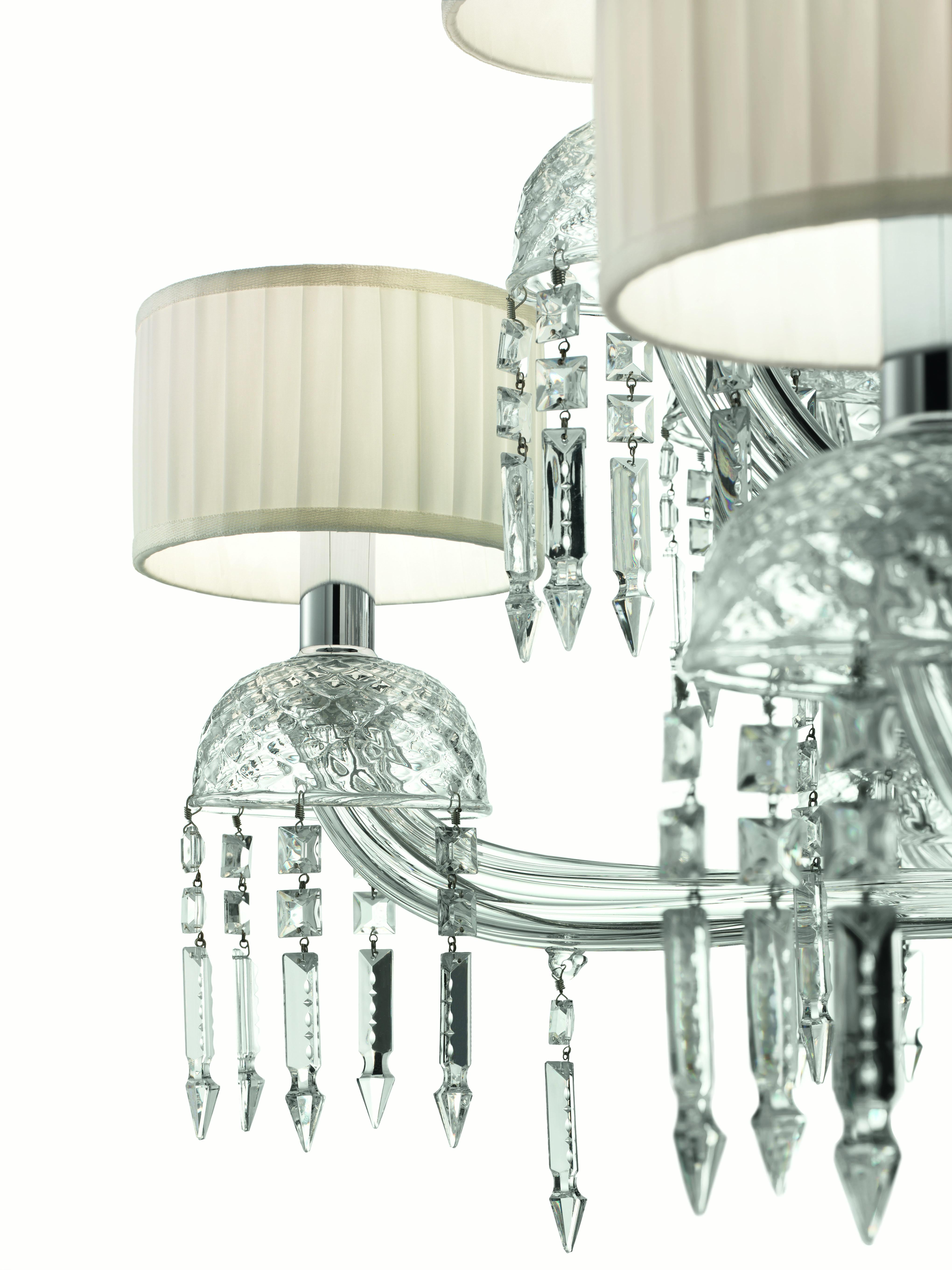 Clear (Crystal_CC) Premiere Dame 5696 16 Chandelier in Glass with White Shade, by Barovier&Toso 6