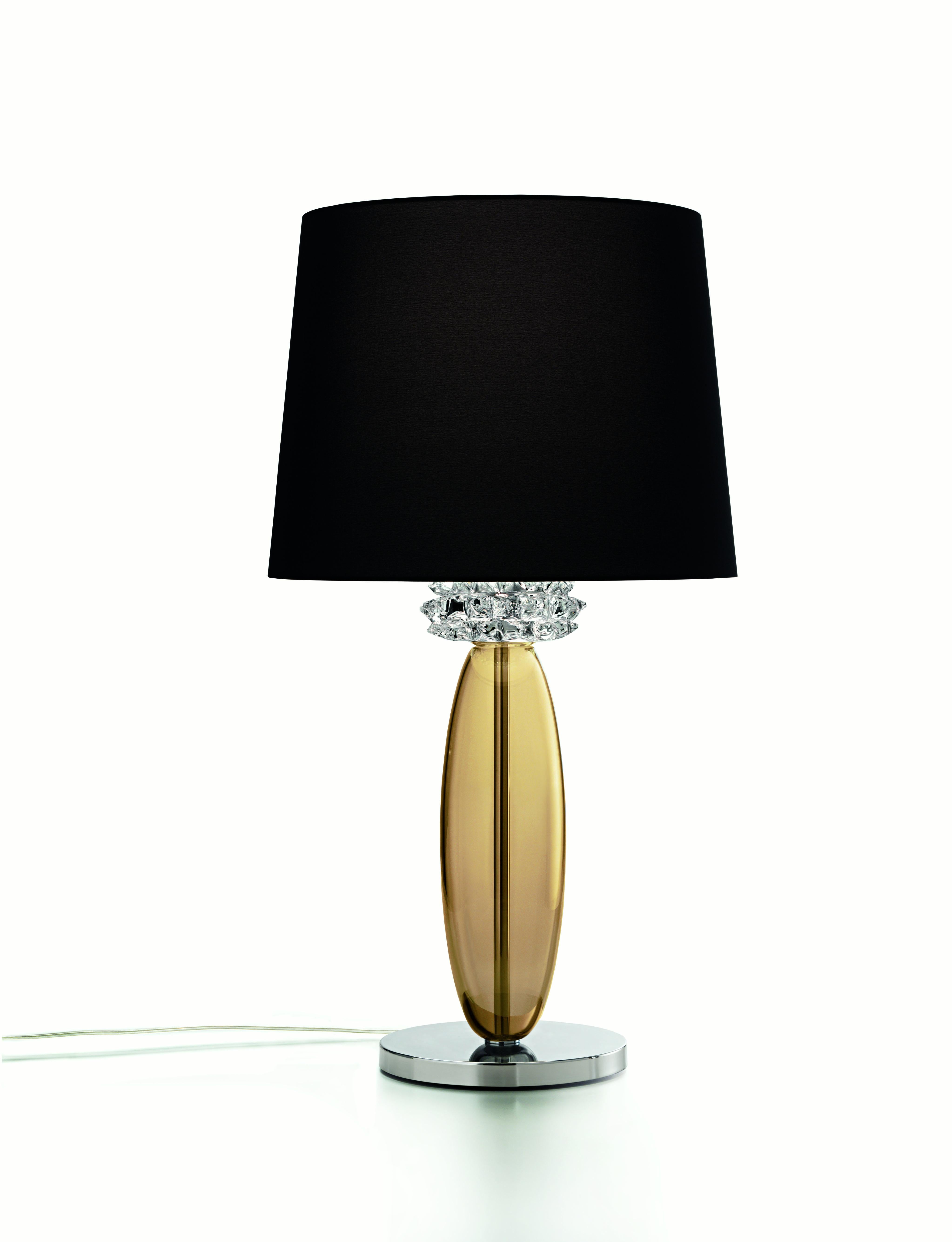 Orange (Caramel_CA) Rotterdam 5565 Table Lamp in Glass with Black Shade, by Barovier&Toso 2