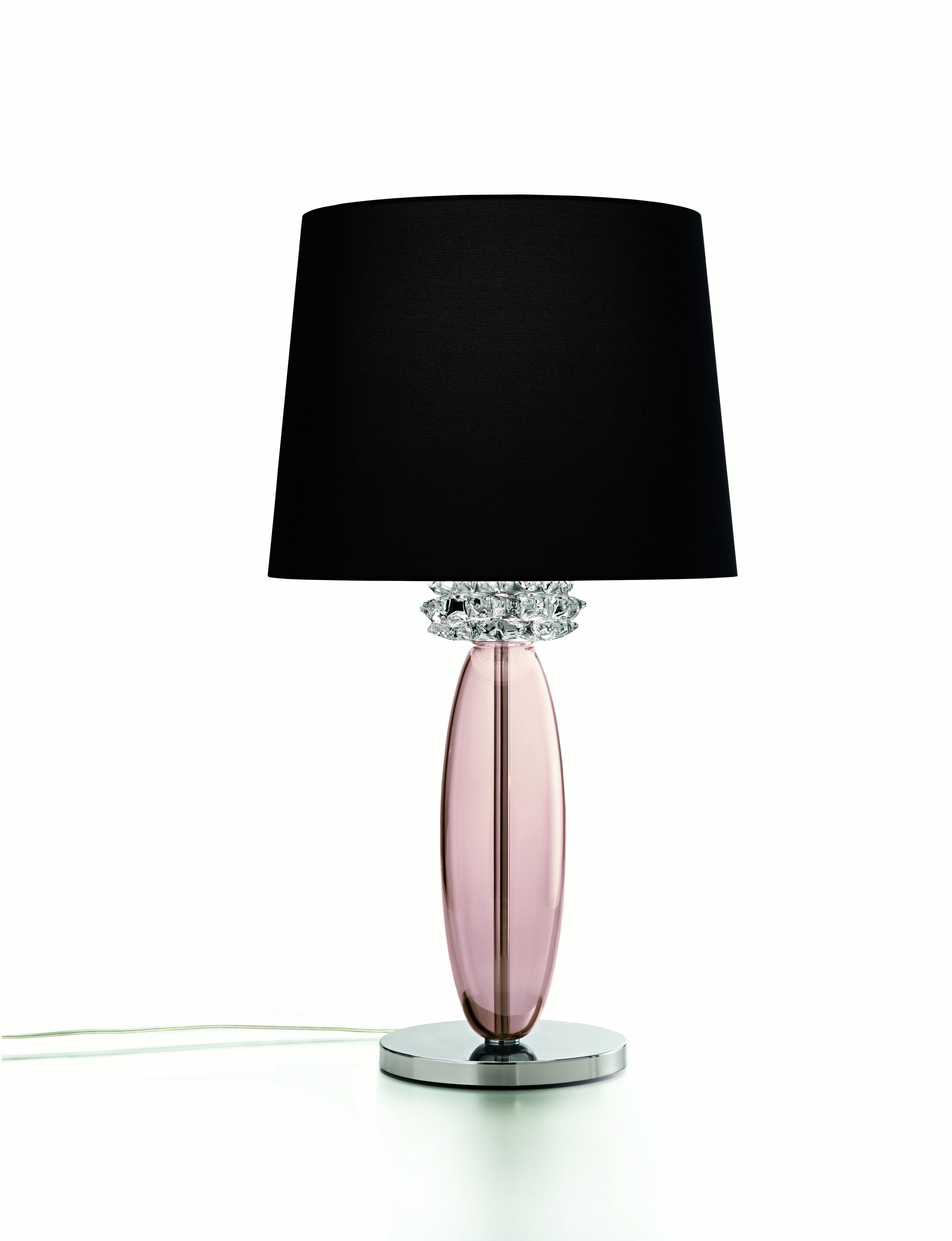 Pink (Light Pink_RS) Rotterdam 5565 Table Lamp in Glass with Black Shade, by Barovier&Toso 2