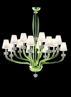 Rotterdam 5563 14 Chandelier in Glass with White Shade, by Barovier&Toso