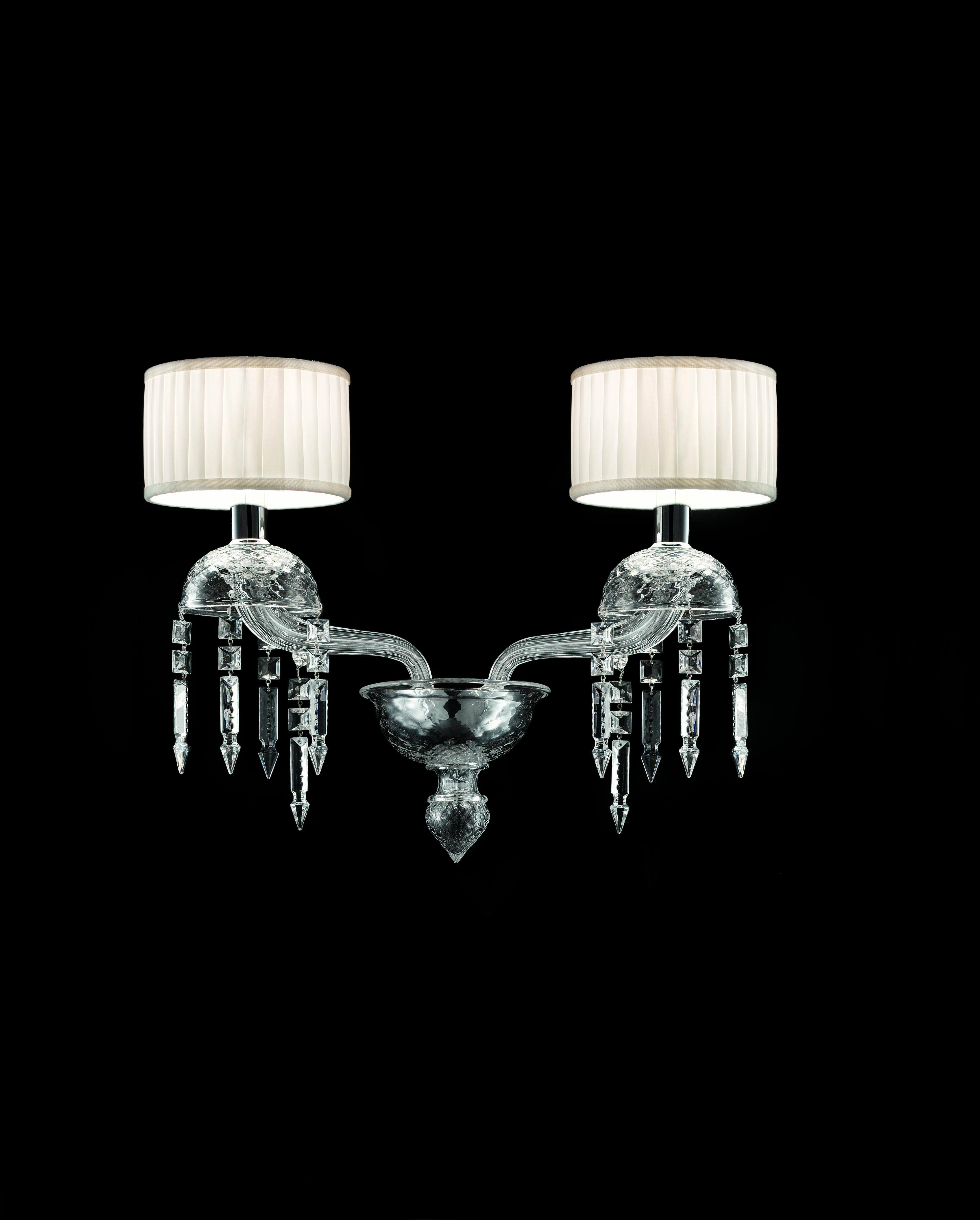 Clear (Crystal_CC) Premiere Dame 5696 02 Wall Sconce in Glass with White Shade, by Barovier & Toso 2