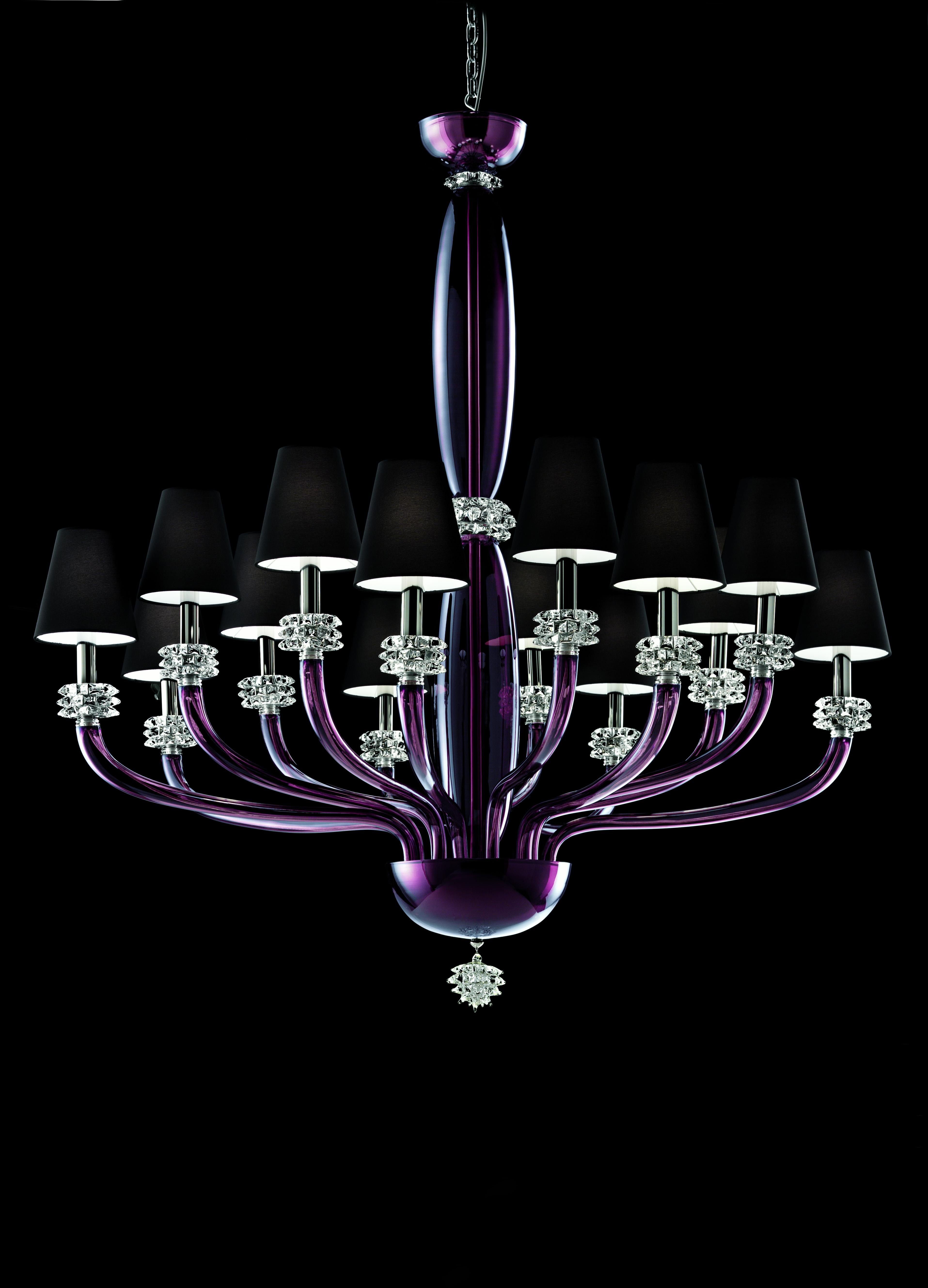 Purple (Violet_VI) Rotterdam 5563 14 Chandelier in Glass with Black Shade, by Barovier&Toso 2