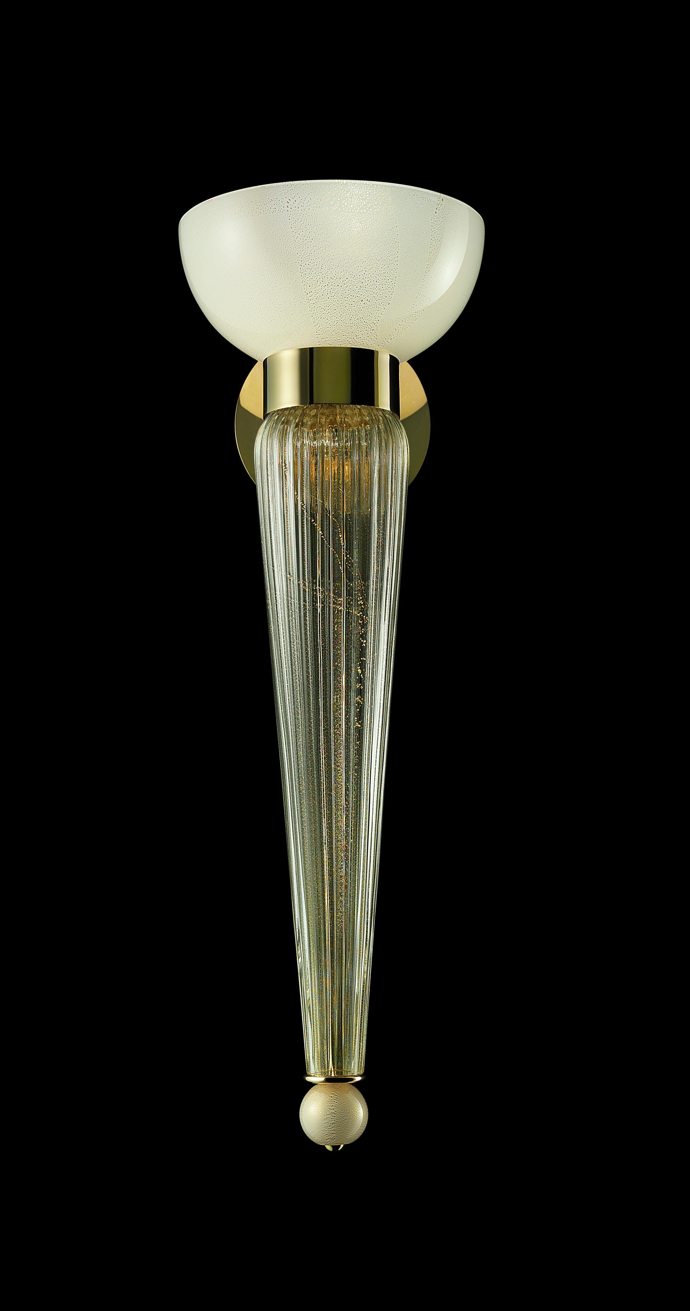 Beige (Beige Gold_OB) Torvik 5656 Wall Sconce in Glass with Galvanized Gold Finish, by Barovier&Toso 3