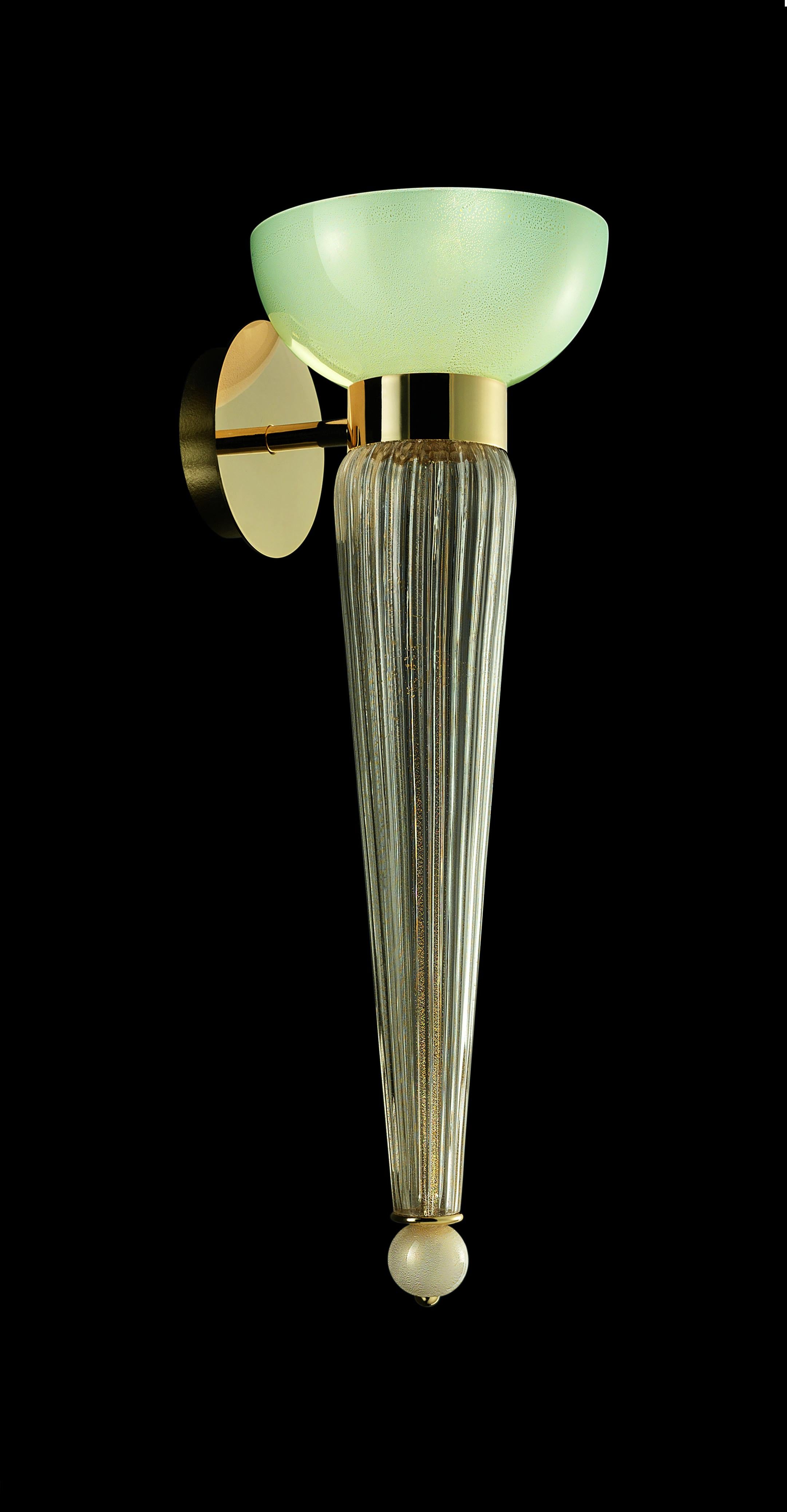 Gold (Pearly Gold_PO) Torvik 5656 Wall Sconce in Glass with Galvanized Gold Finish, by Barovier&Toso 2