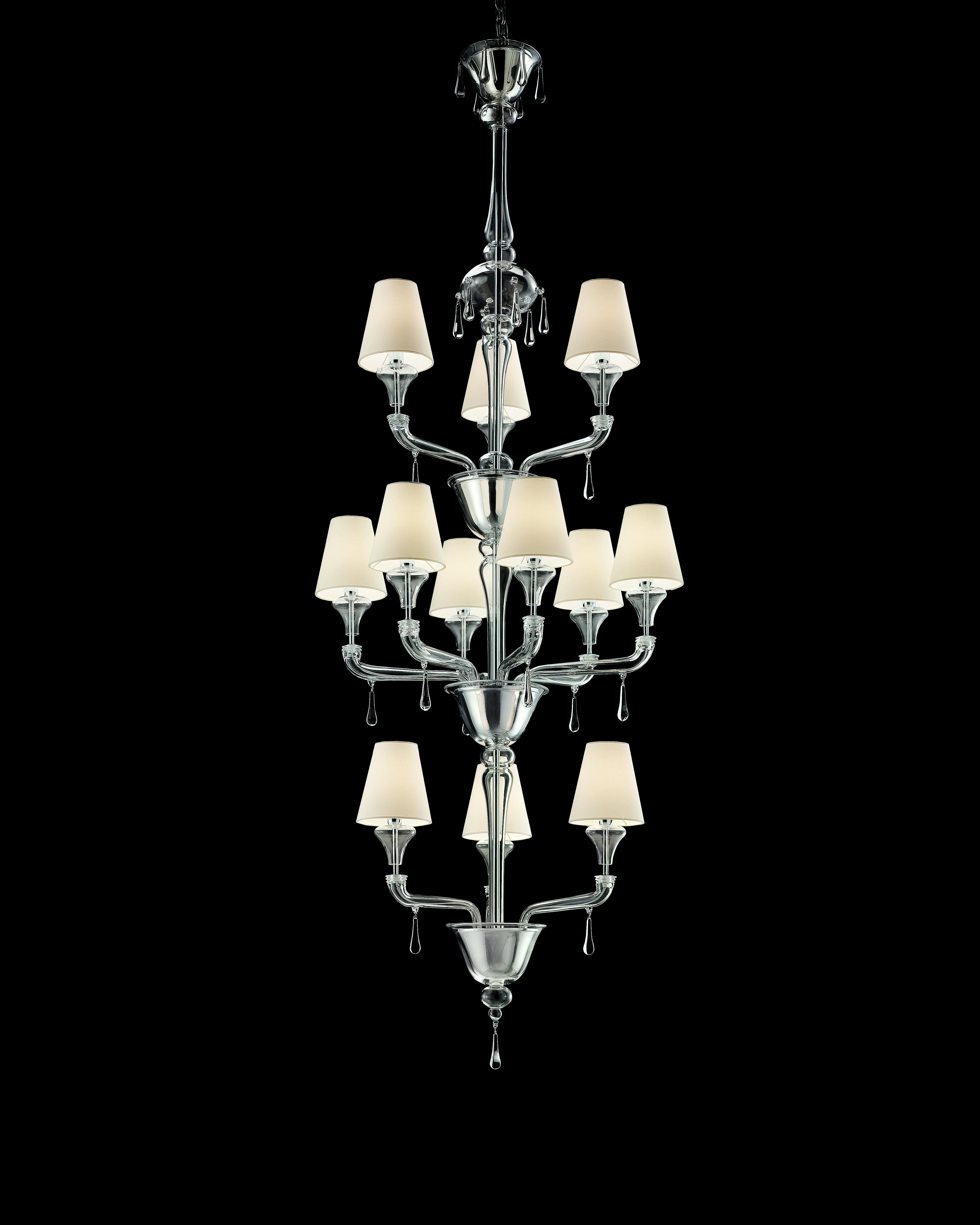 Gray (Grey_IC) Torpedo Nevada 7141 12 Chandelier in Glass with White Shade, by Barovier&Toso 2