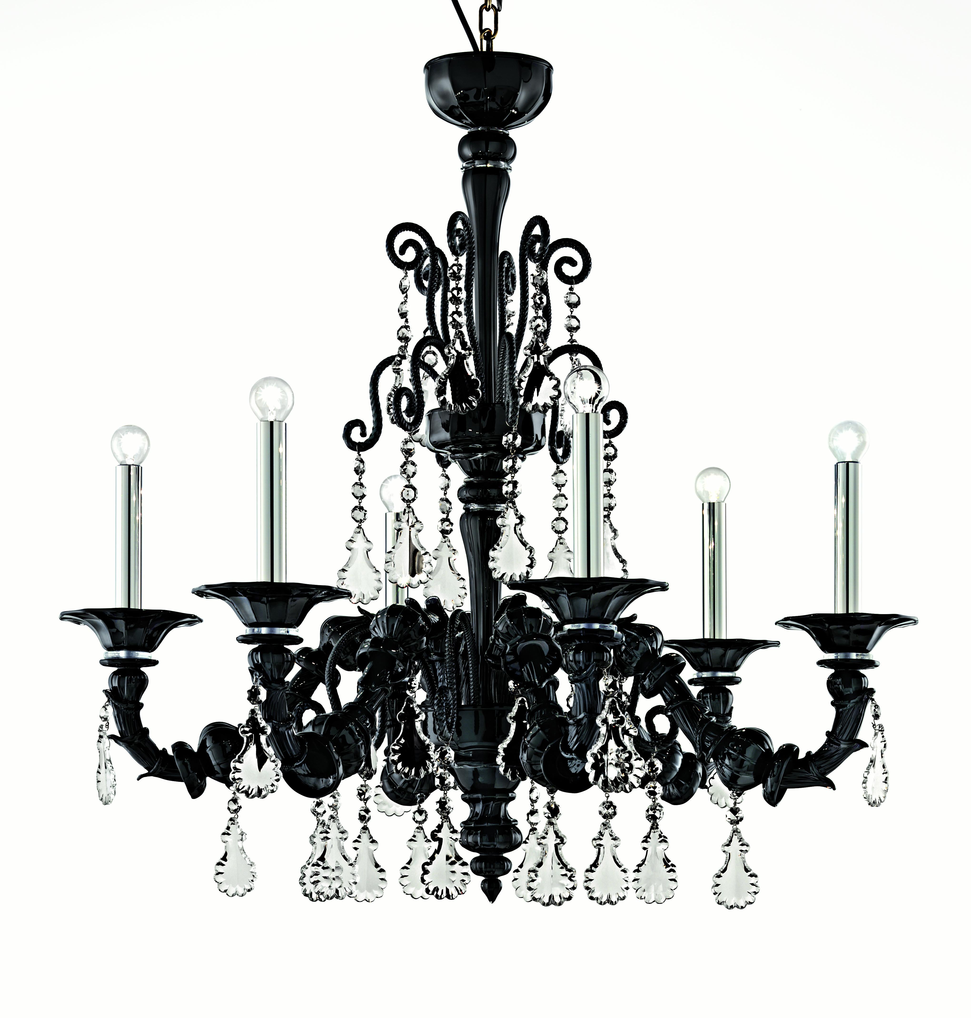 Black (Black_NN) Baikal 5560 06 Chandelier in Glass & Polished Chrome Finish, by Barovier&Toso 2