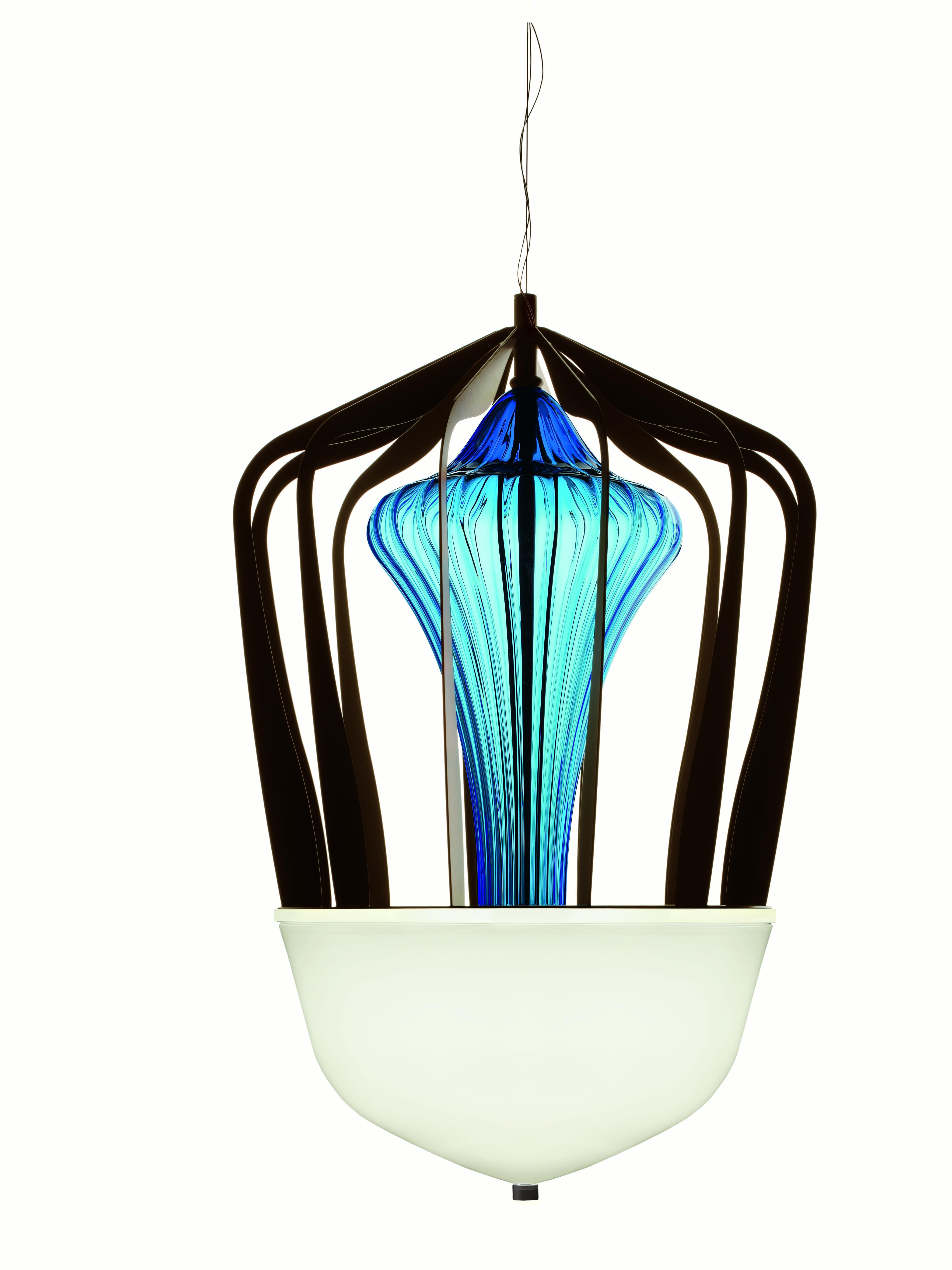 Blue (Bluastro_LQ) Robin 7280 Suspension Lamp in Glass with Bronze Finish, by Barovier&Toso 5