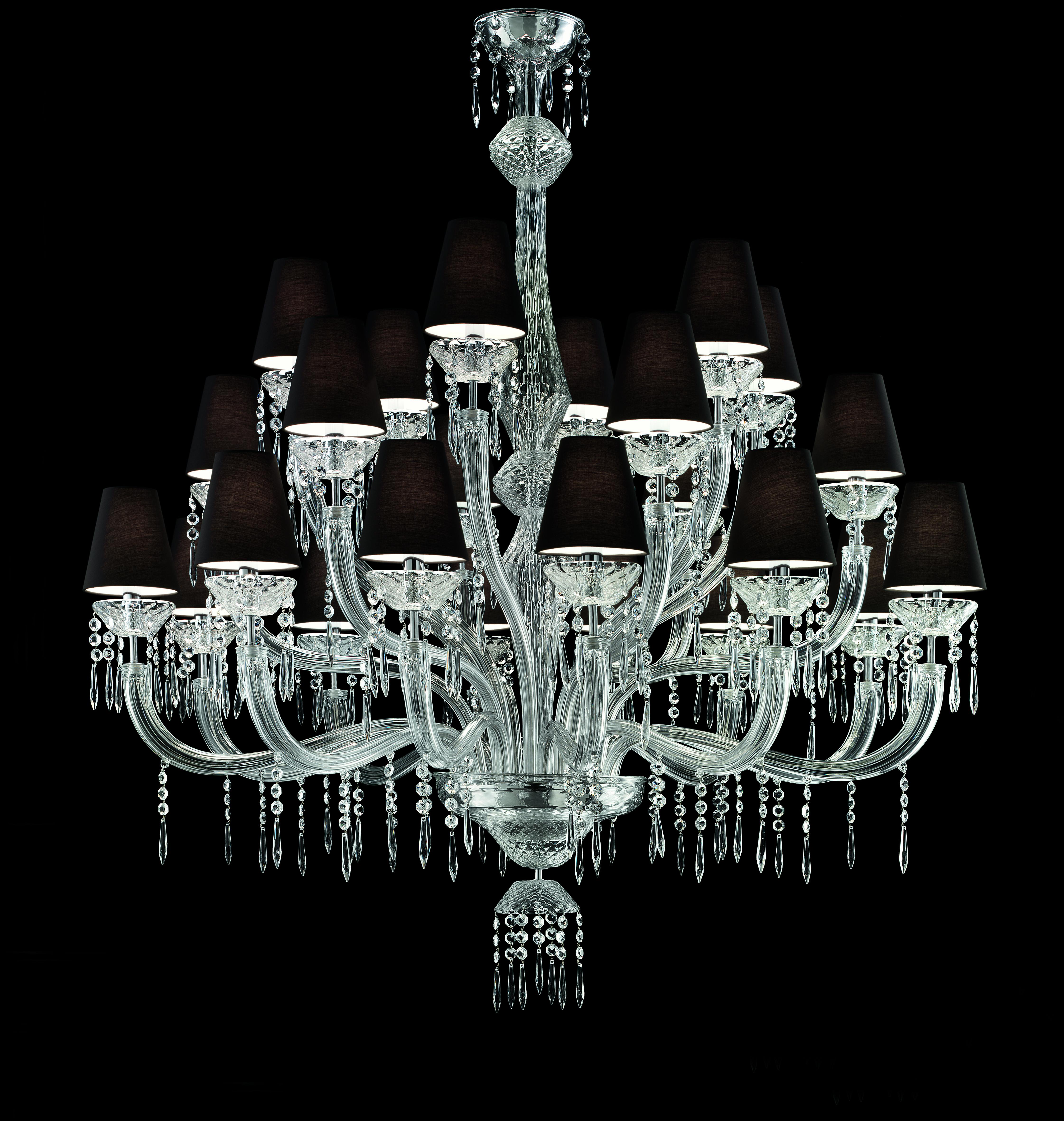 Clear (Crystal_CC) President 5695 24 Chandelier in Glass with Black Shade, by Barovier&Toso 6