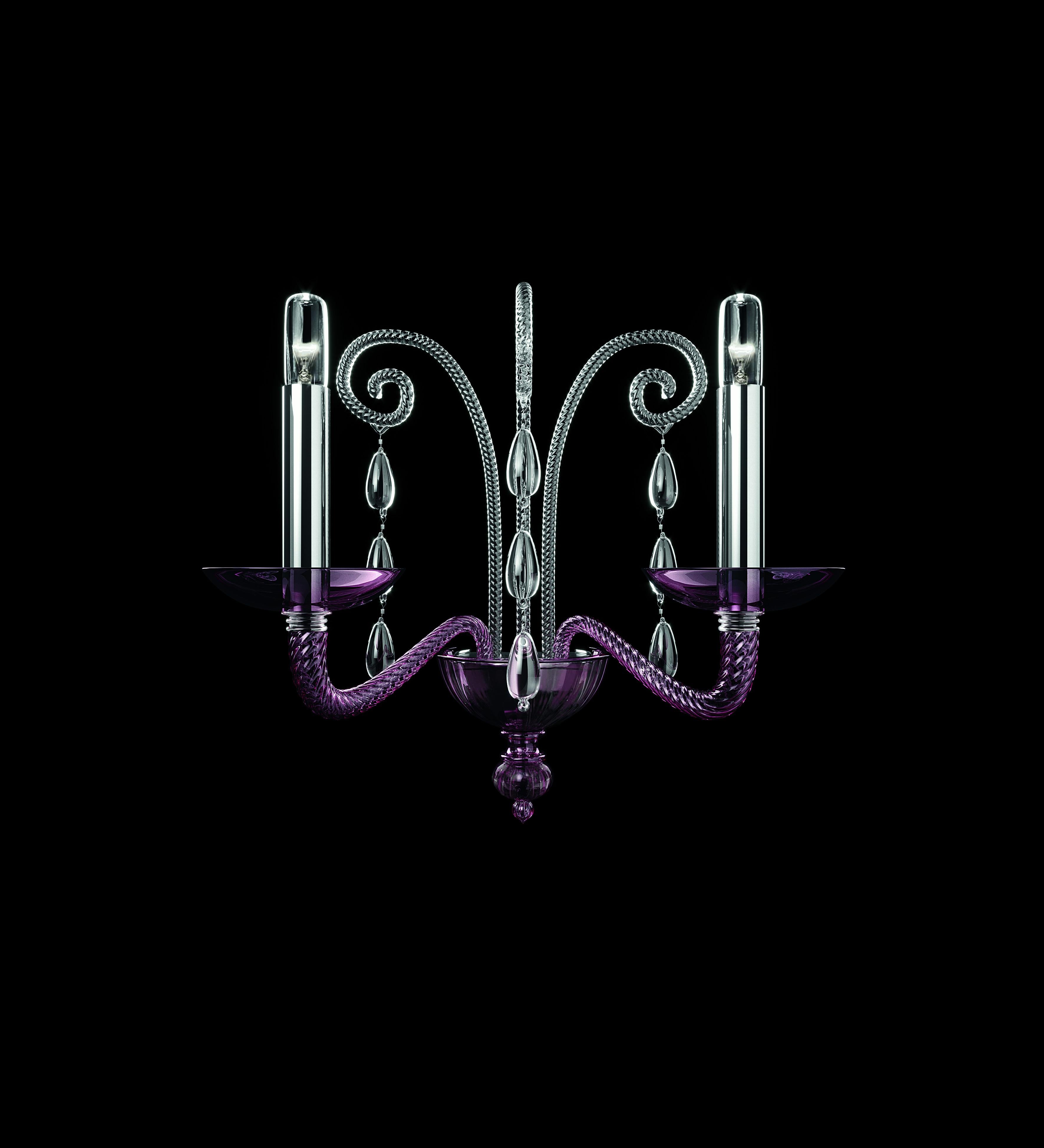Purple (Violet_VI) Taymyr 5589 02 Wall Sconce in Glass with Polished Chrome Finish, by Barovier 2