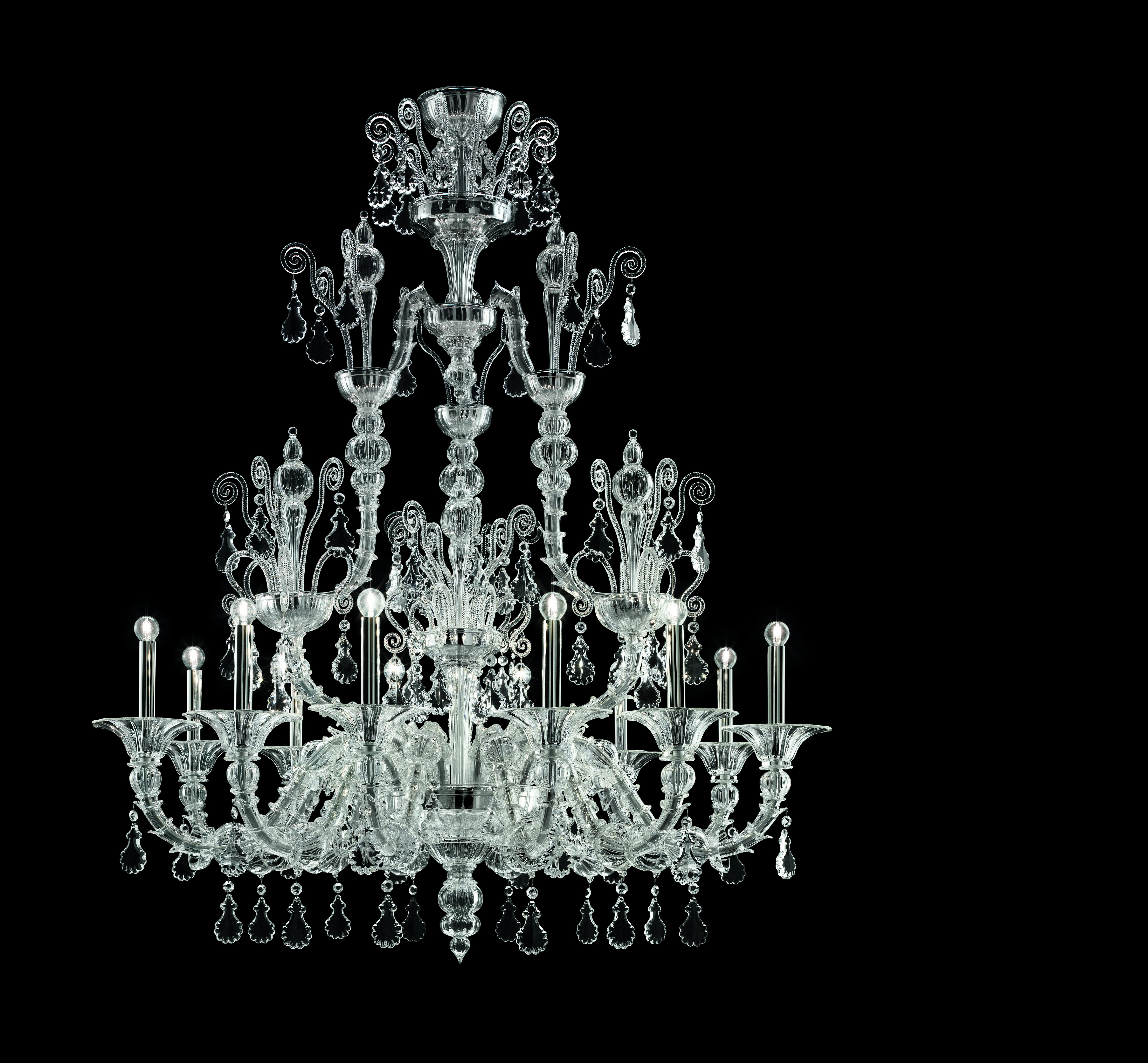 Clear (Crystal_CC) Taif 5350 12 Chandelier in Glass with Chrome, by Barovier&Toso 3