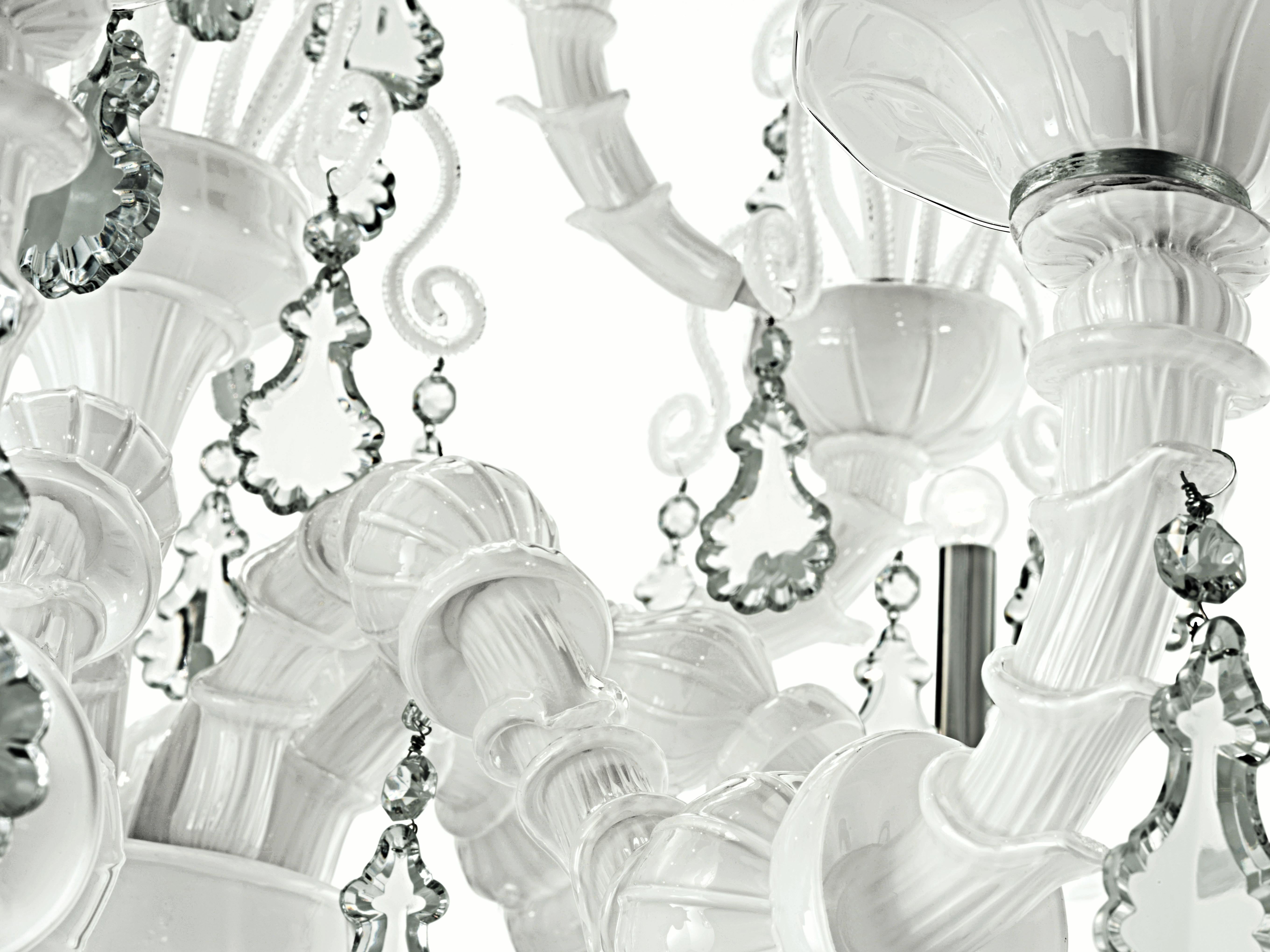 White (White_BB) Taif 5350 09 Chandelier in Glass with Chrome, by Barovier&Toso 4