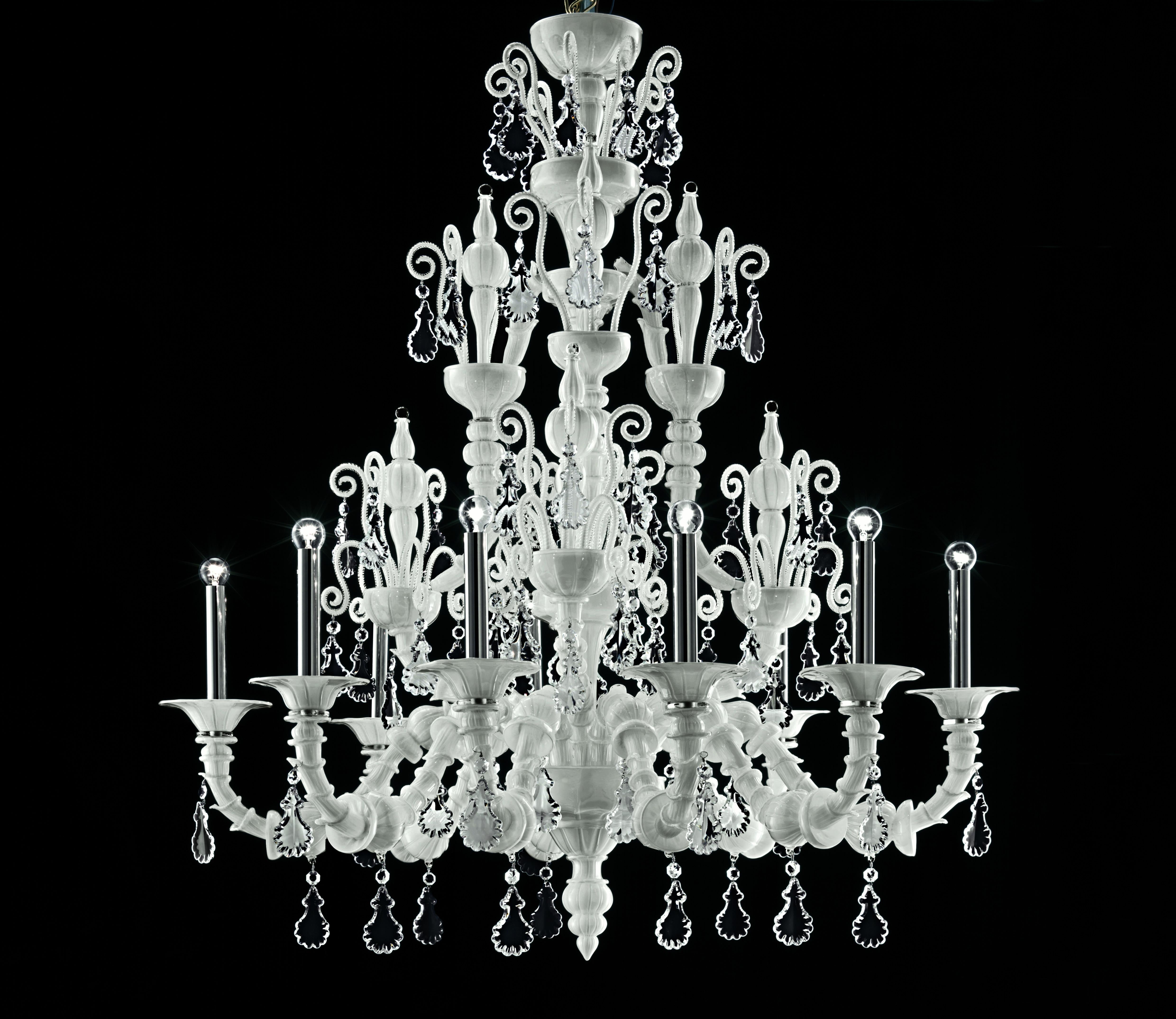 White (White_BB) Taif 5350 09 Chandelier in Glass with Chrome, by Barovier&Toso 2