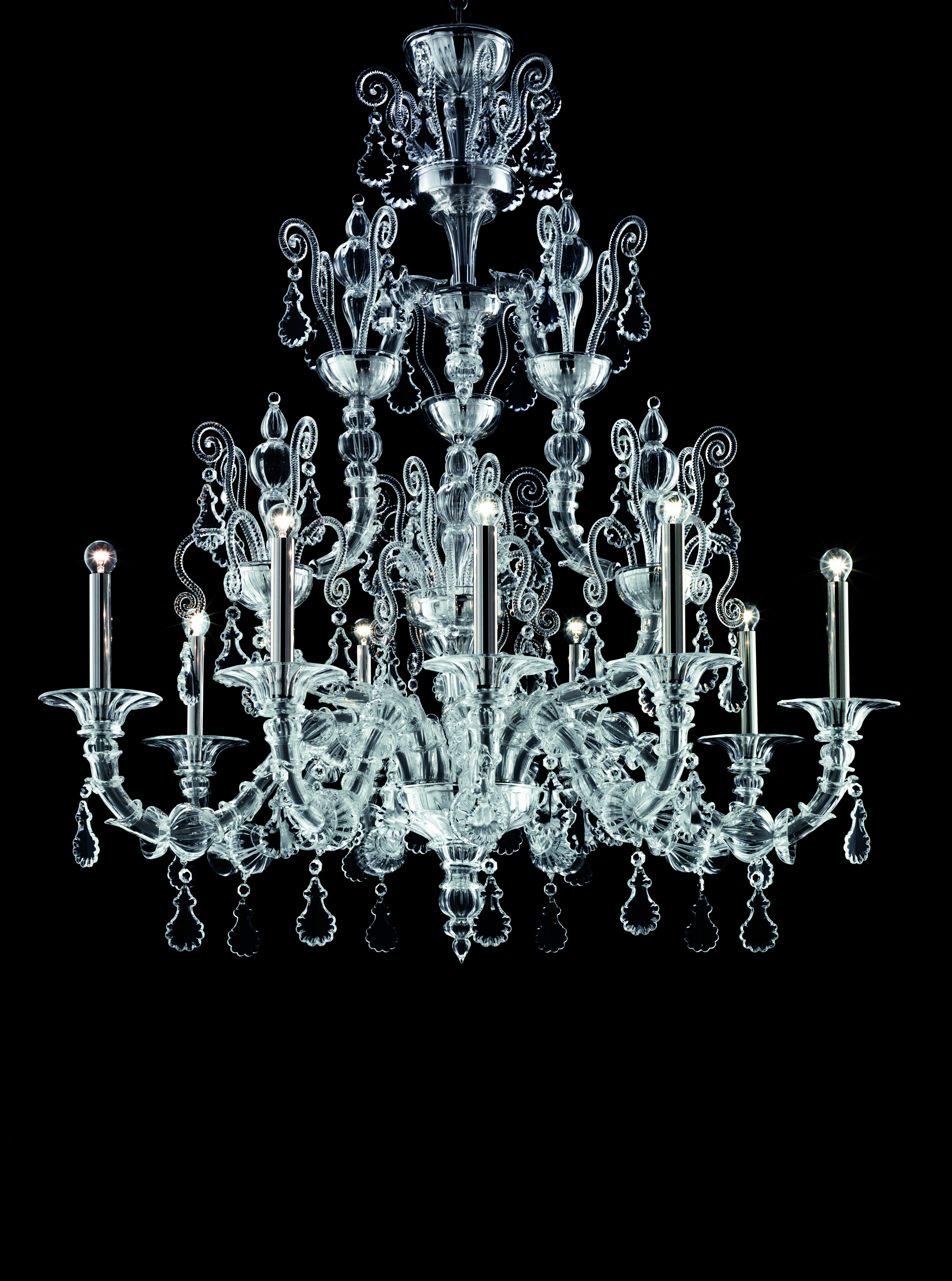 Clear (Crystal_CC) Taif 5350 09 Chandelier in Glass with Chrome, by Barovier&Toso 4