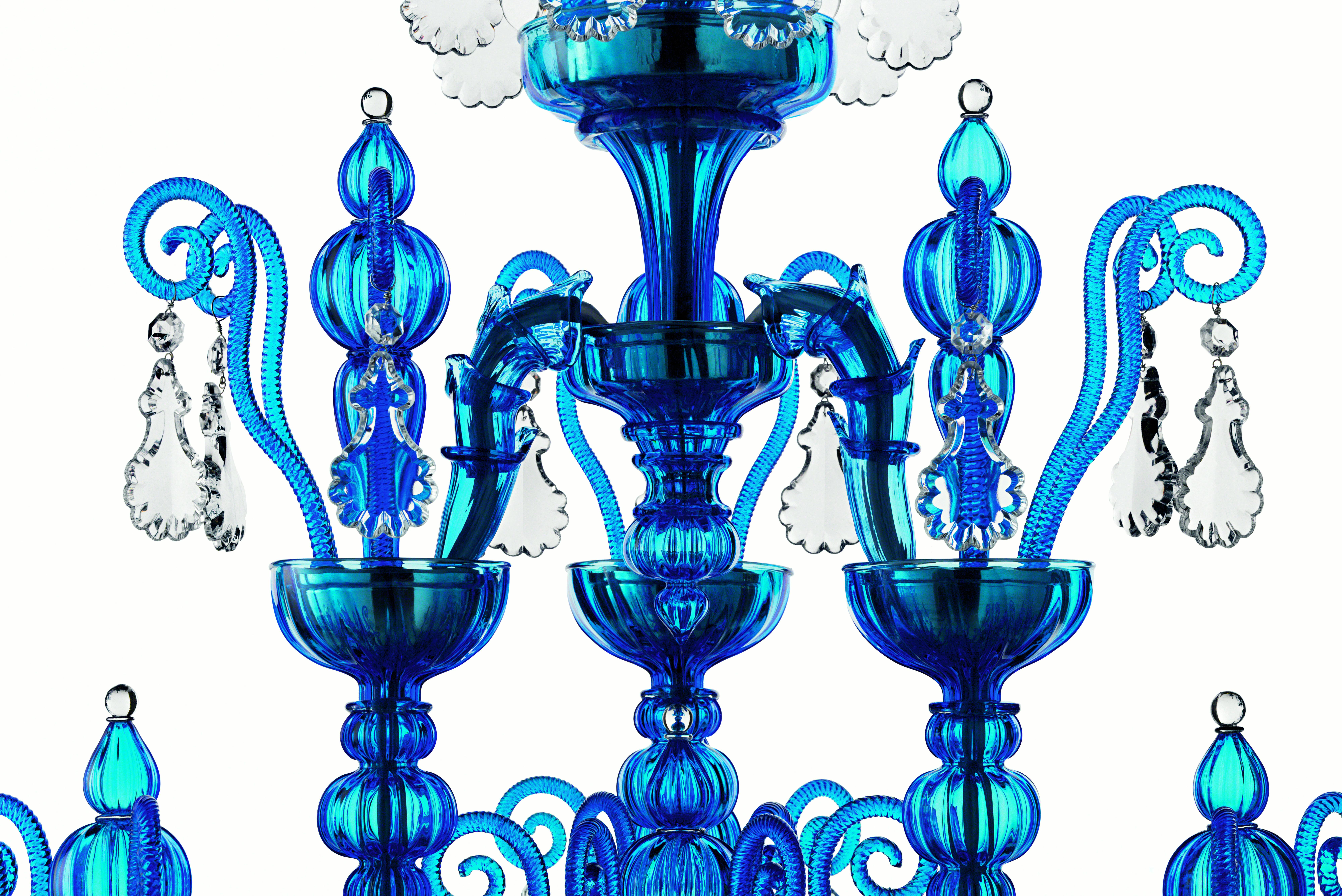 Blue (Bluastro_LQ) Taif 5350 09 Chandelier in Glass with Chrome, by Barovier&Toso 4