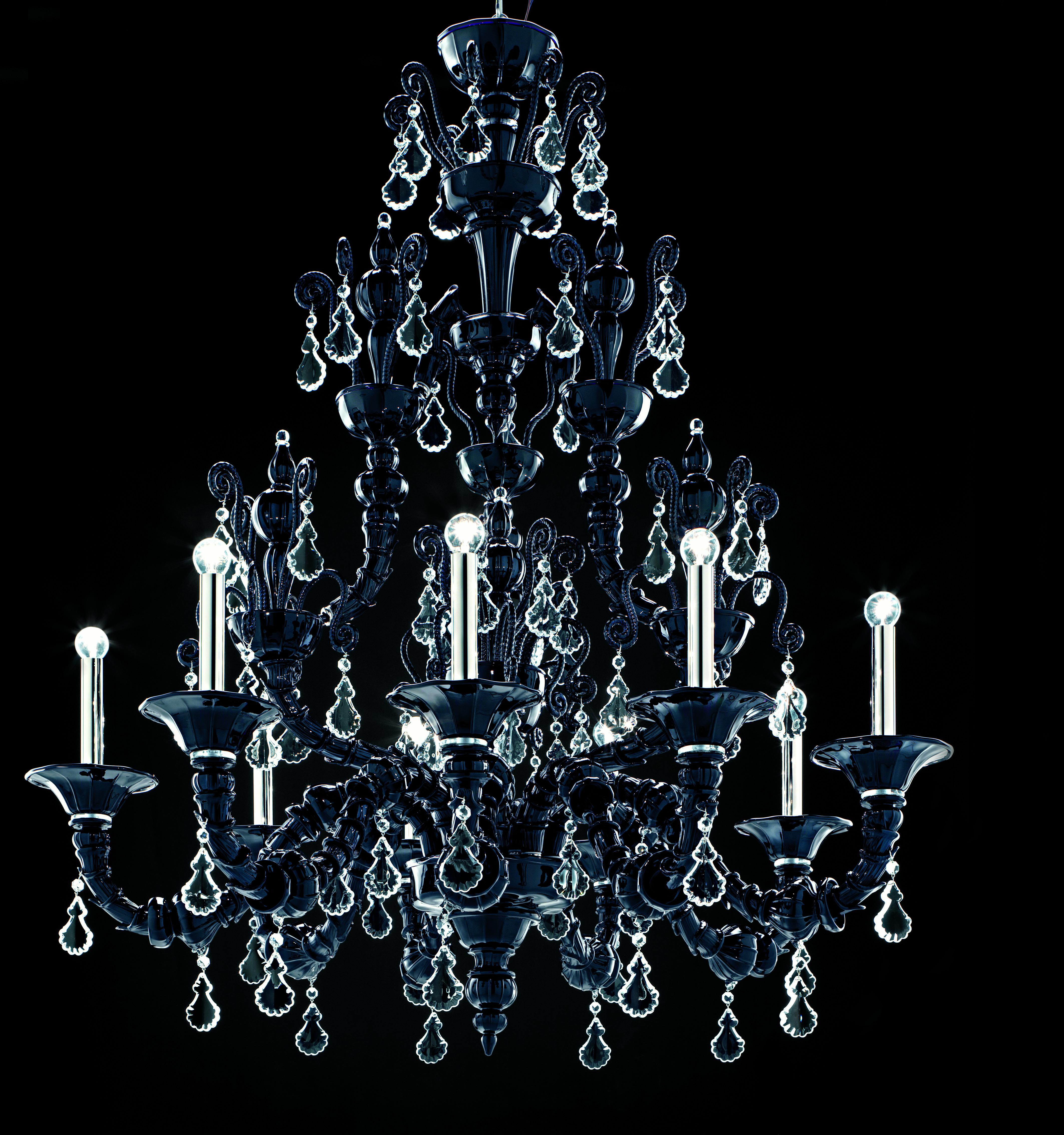 Black (Black_CN) Taif 5350 09 Chandelier in Glass with Chrome, by Barovier&Toso 2