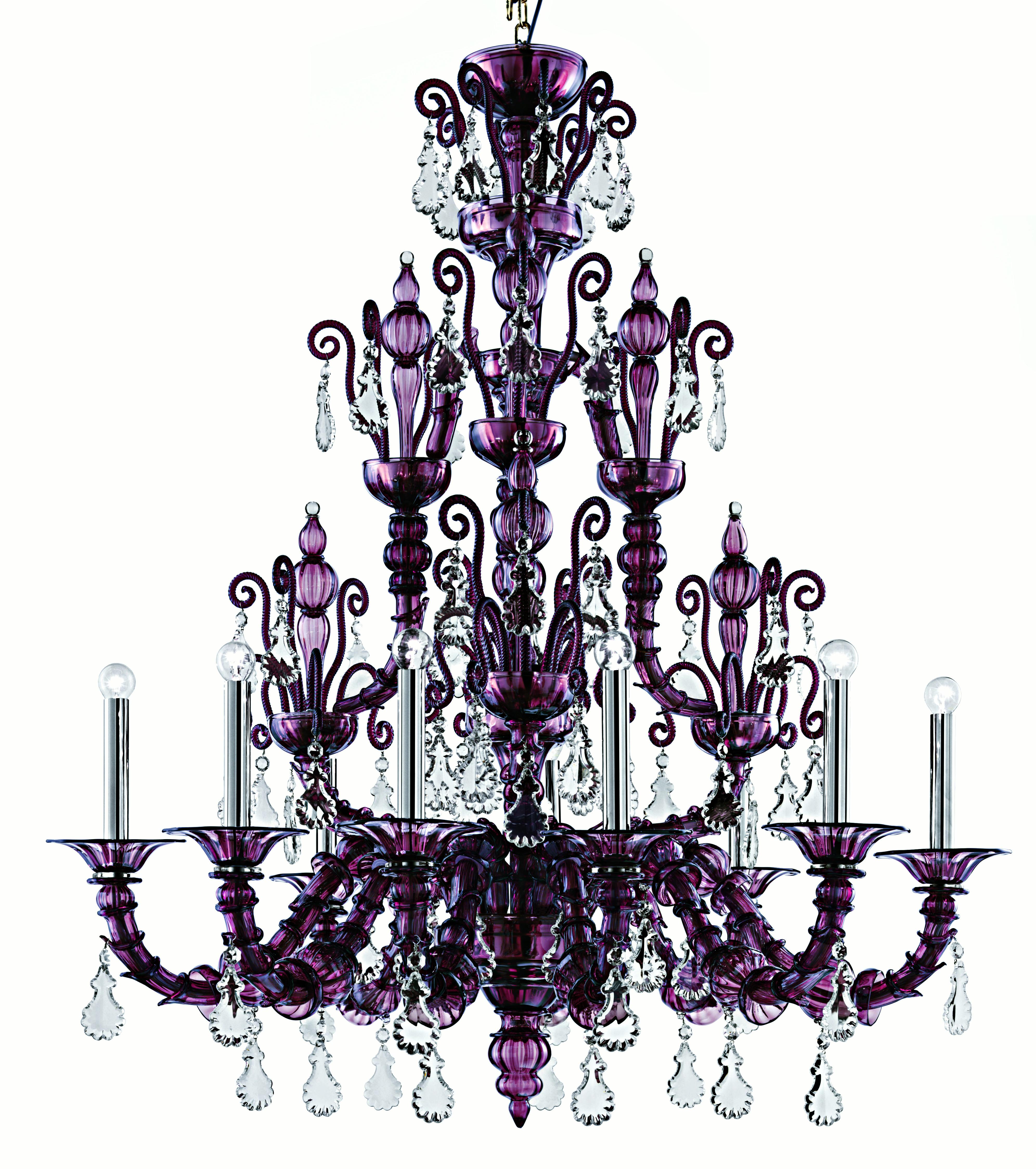 Purple (Violet_VI) Taif 5350 09 Chandelier in Glass with Chrome, by Barovier&Toso 7