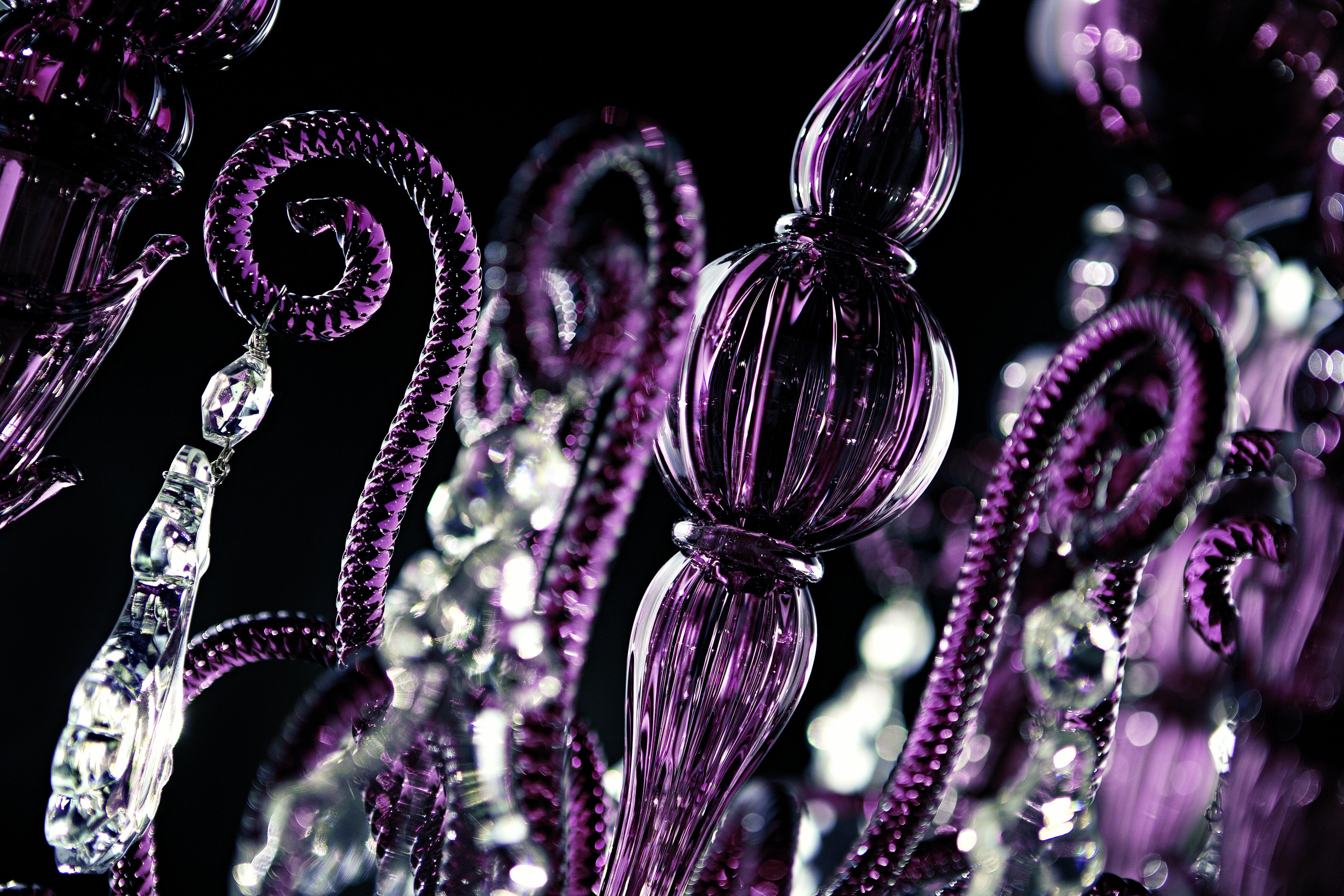 Purple (Violet_VI) Taif 5350 09 Chandelier in Glass with Chrome, by Barovier&Toso 10