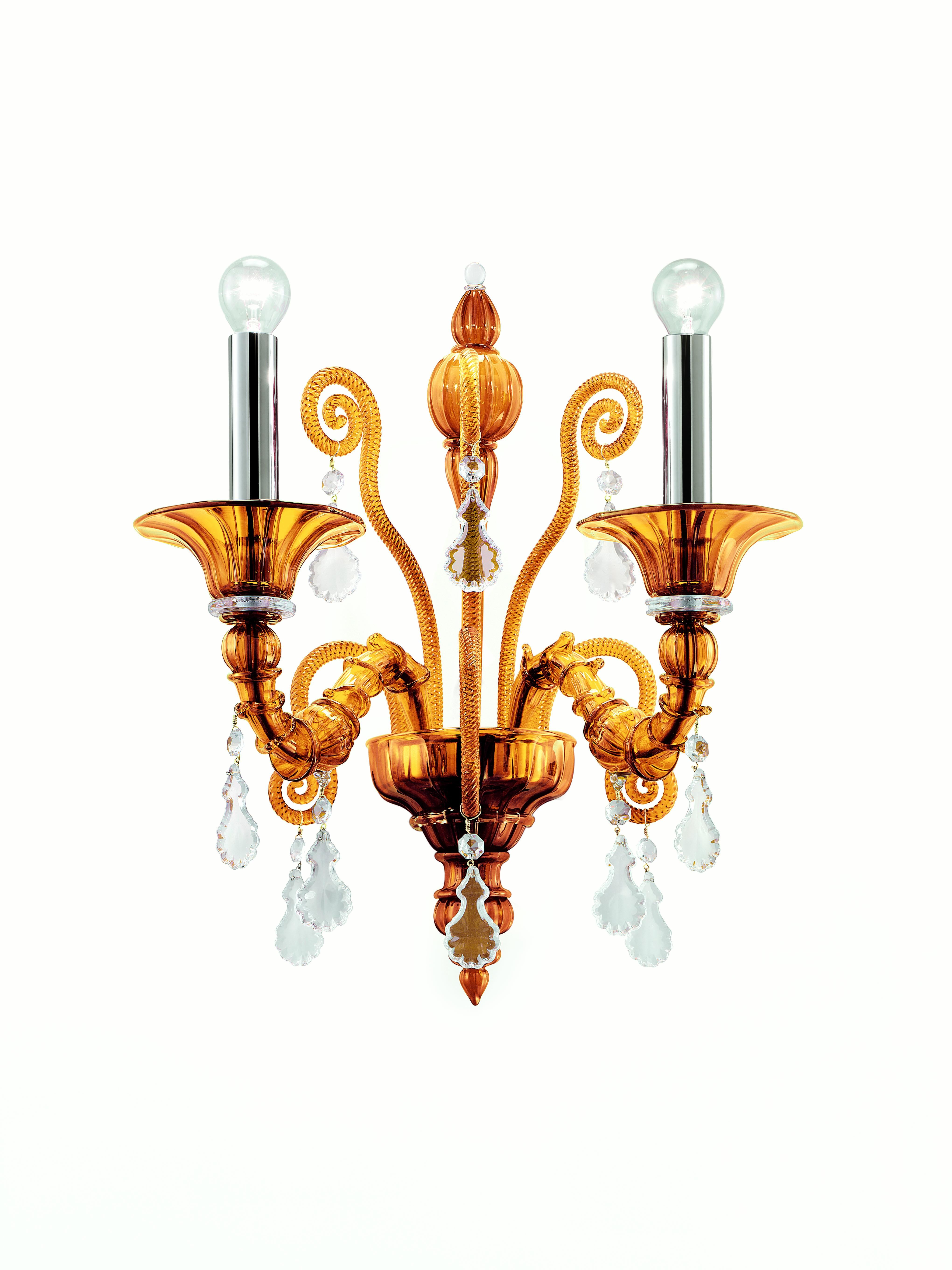 Orange (Liquid Orange_AL) Taif 5350 02 Wall Sconce in Glass with Chrome, by Barovier&Toso